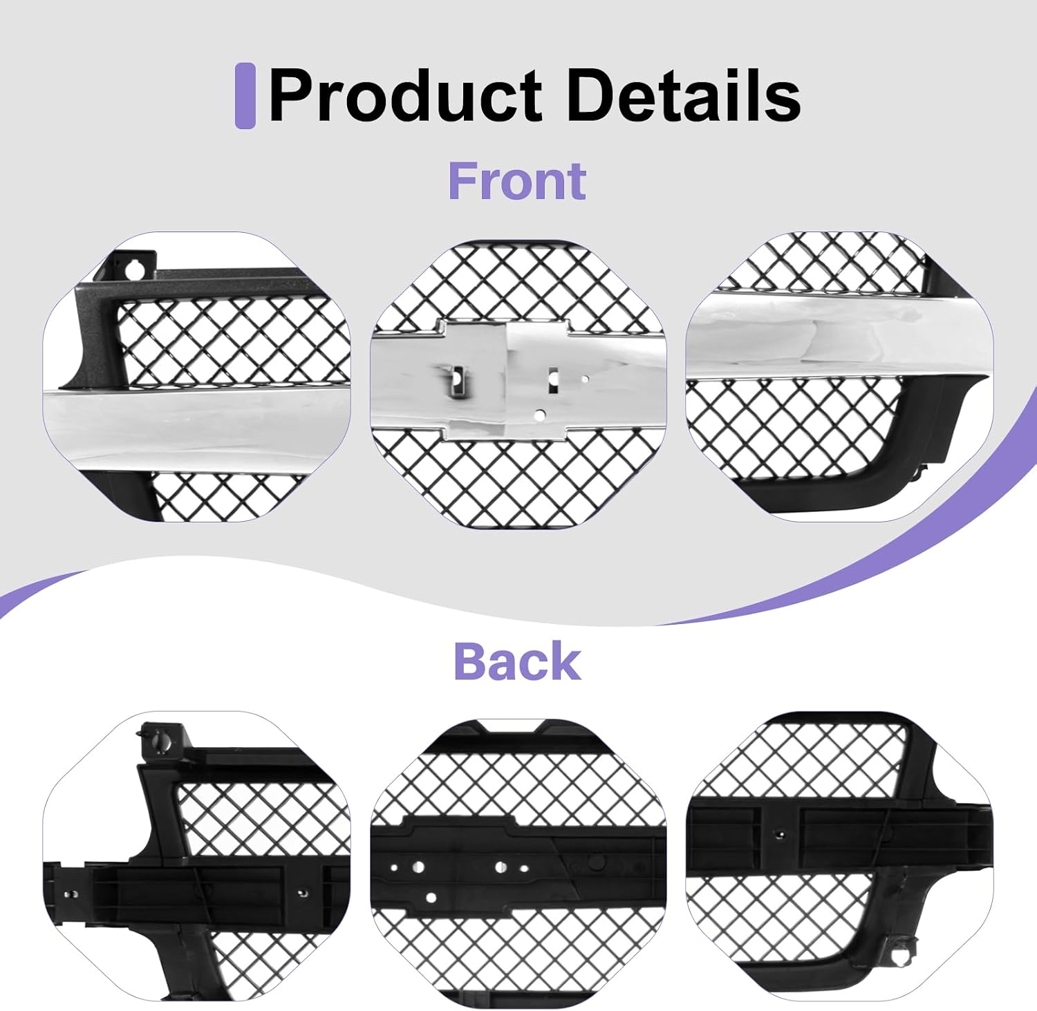 CarPartsDepot Matte Black Mesh Front Grill Grille With chrome center bar Compatible With 2001-2002 CHEVY Silverado 2500 HD 3500 Pickup Truck GM1200523 15088290