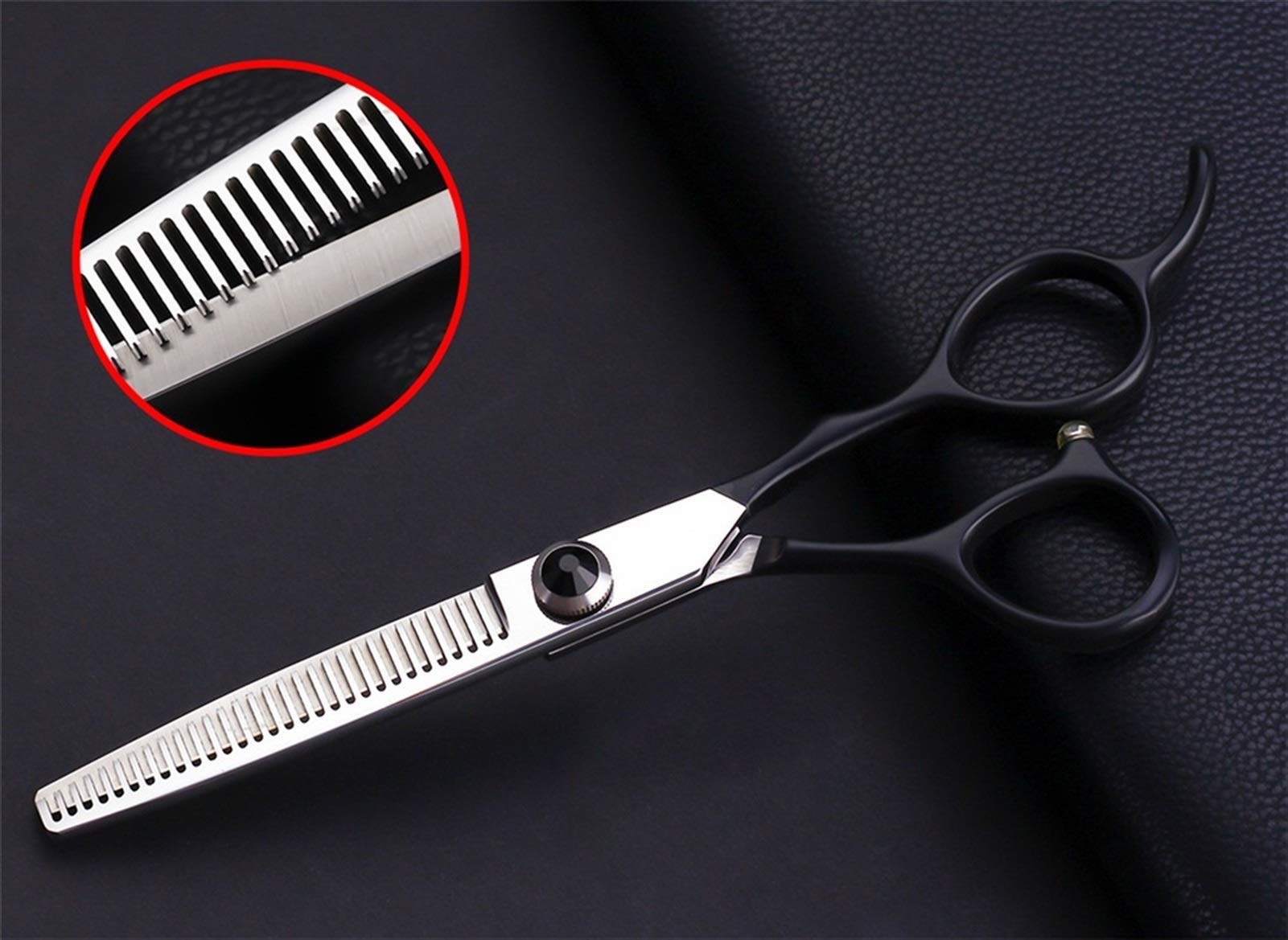 Set di forbici da barbiere, forbici da parrucchiere professionali, forbici da barbiere in acciaio inossidabile, forbici da rifinitura e forbici per sfoltire con pettine per capelli, 6 pollici / 1