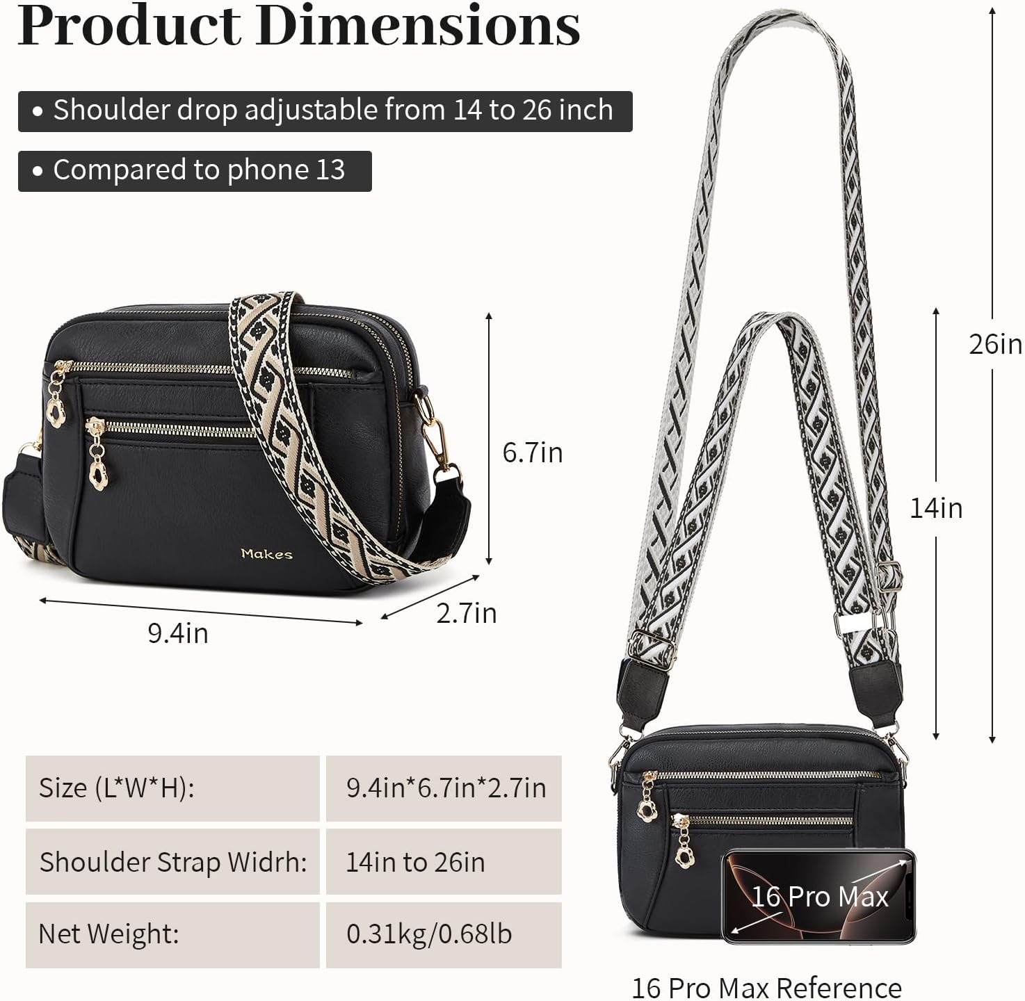 Crossbody Purse for Women Small Crossbody Bags Trendy Vegan Leather with Adjustable Shoulder Straps Gift for Mother Wife Mom - Image 6