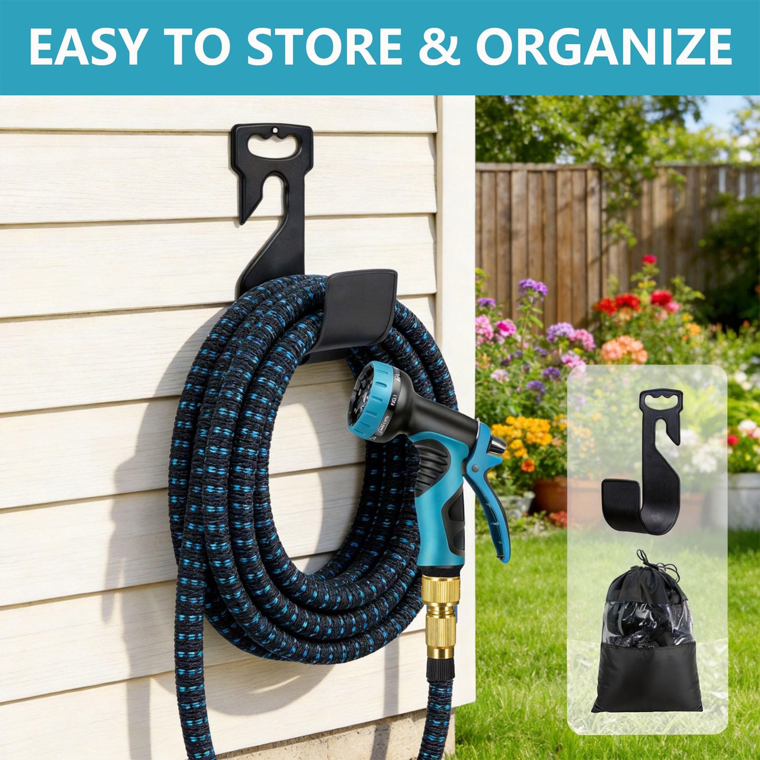 Tuyau Arrosage Extensible - 15m/50FT Tuyau d'arrosage Flexible avec 10 Modèles de Pulvérisation, Connecteurs Métalliques 1/2" et 3/4" Garden Hose,Latex Triple Épaisseur Durable (15M/50FT)