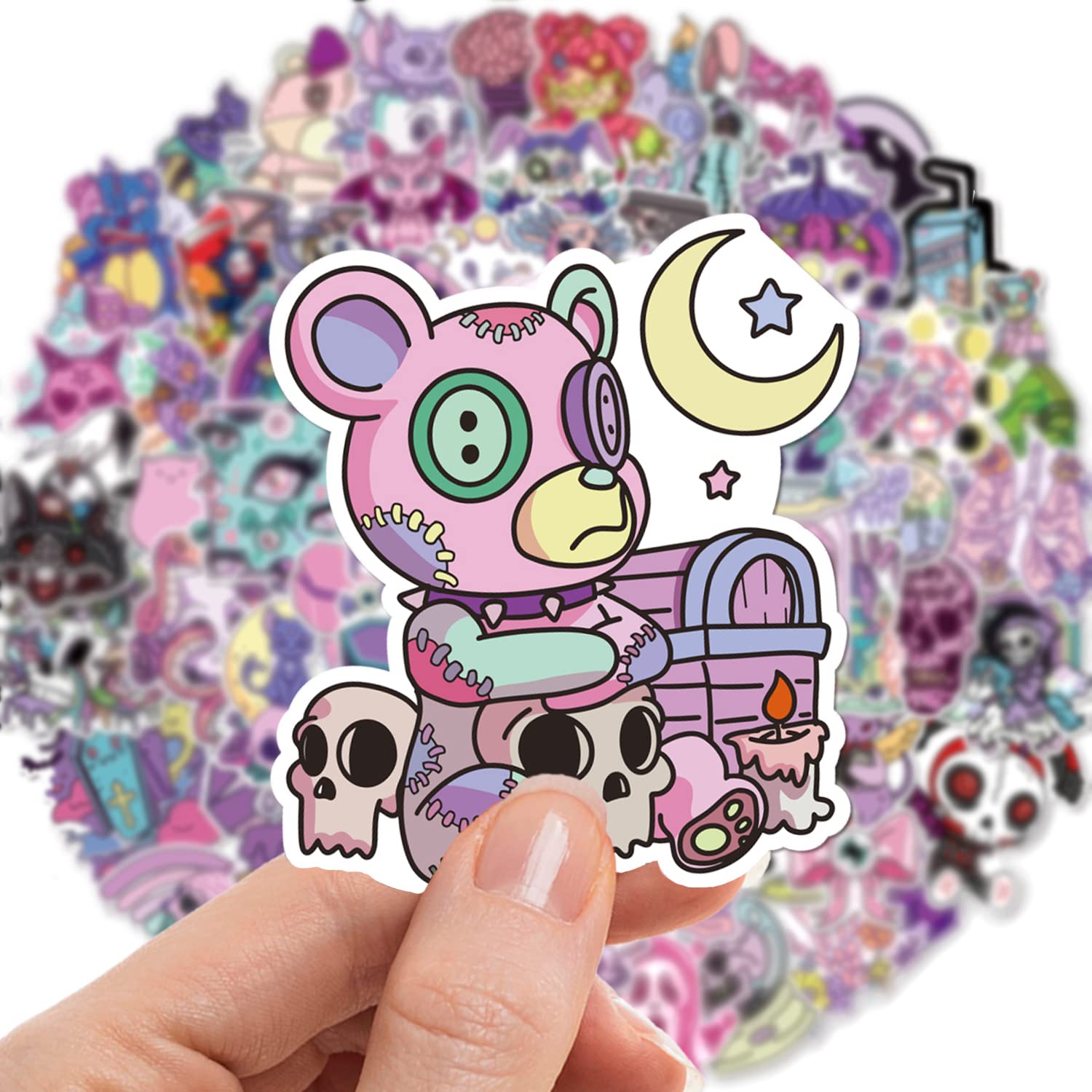 ROTY Kawaii, pastelowe naklejki gotyckie, urocze straszne naklejki, miękkie, fioletowe, gotyckie, wodoodporne, winylowe prezenty na laptopa, butelkę wody, telefon, bagaż, nastolatki, dorośli, dzieci