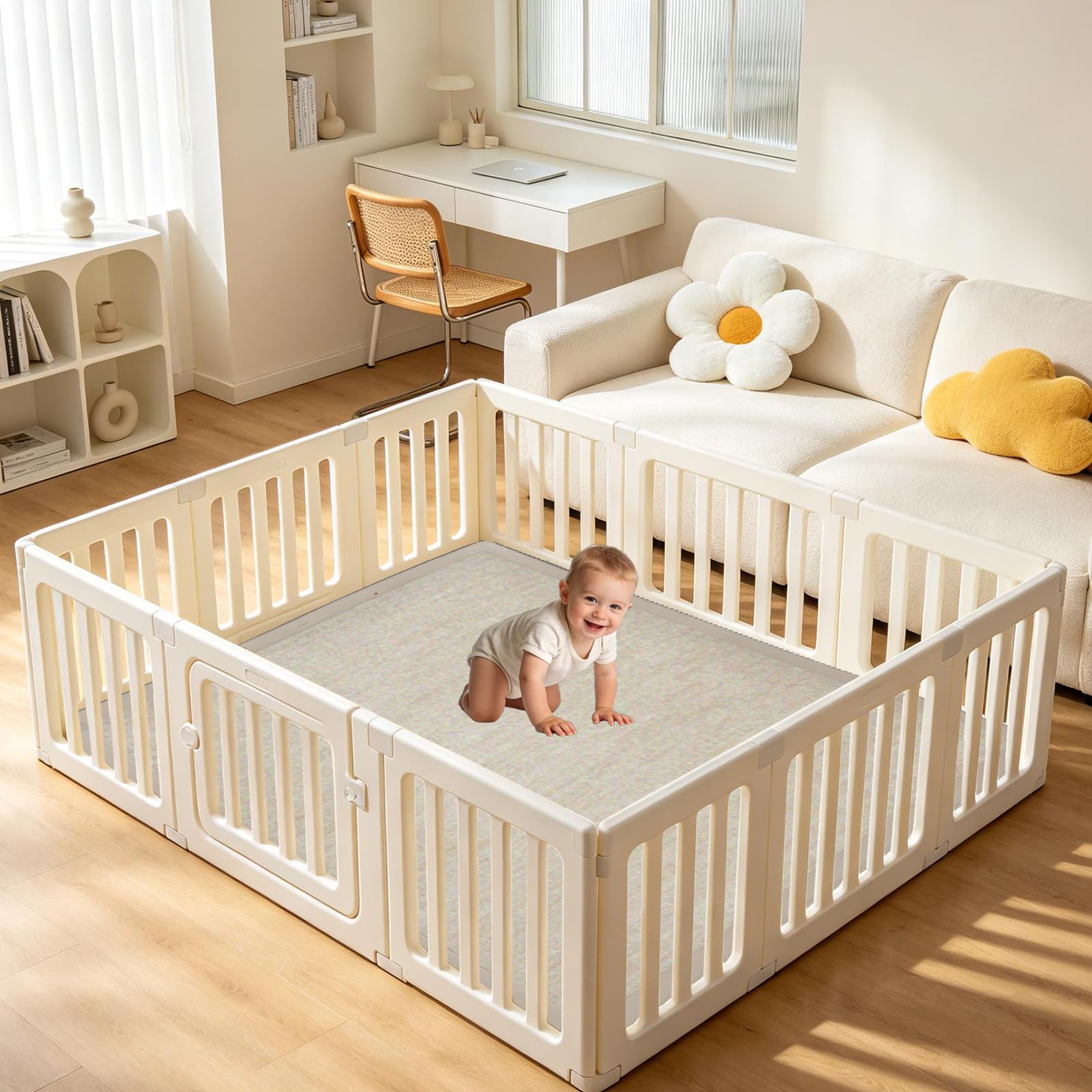 Krabbelmatte Baby 2cm Extra dick und weiche Spielmatte, Spielteppich Rutschfester, wasserabweisender Teppich für Wohn und Kinderzimmer Tatami Matte 120 x 160 cm