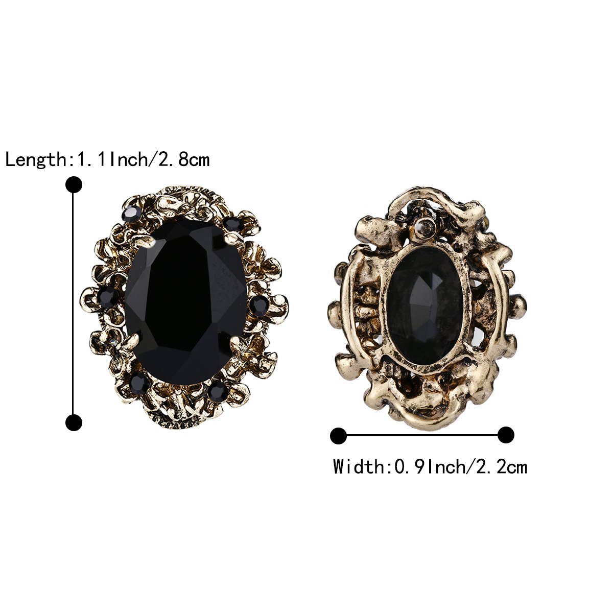 Aretes de tuerca ovalados inspirados en camafeo con cristales y cristales de estilo victoriano para mujer, Cristal Metal 6