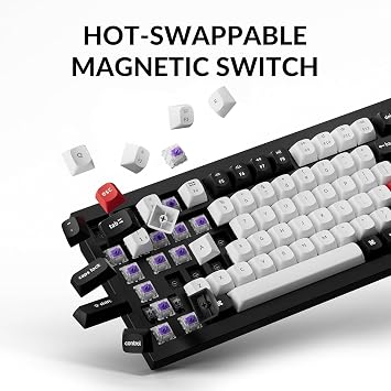 Keychron Q3 HE QMK Wireless Custom Mechanical Keyboard with Knob, 2.4 GHz/Bluetooth/Wired 80% Layout Hot-Swappable Programmable RGB Backlit Gateron Magnetic Switches for Mac Windows, Carbon Black