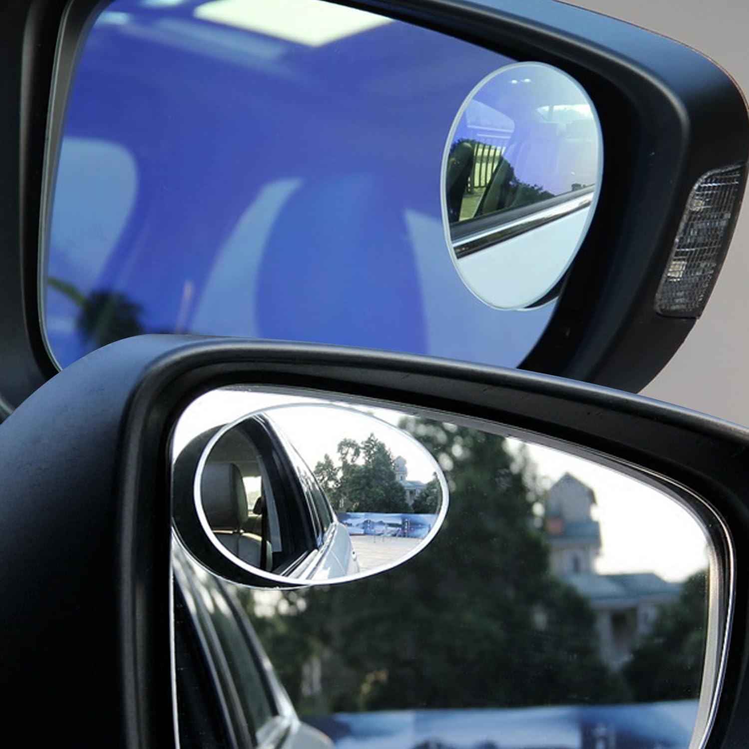 Ampper Oval Blind Spot Mirrors, Frameless 360 Degree Adjustabe HD Glass Convex Wide Angle Rear View Car SUV Stick On Lens (Pack of 4)