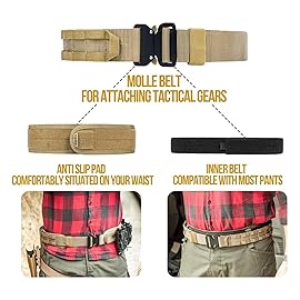 VISMIX Tactical Belt, Quick Release 1.75 MOLLE Battle Belt with Inner Belt and Anti-Slip Pad- Heavy Duty Battle Belts