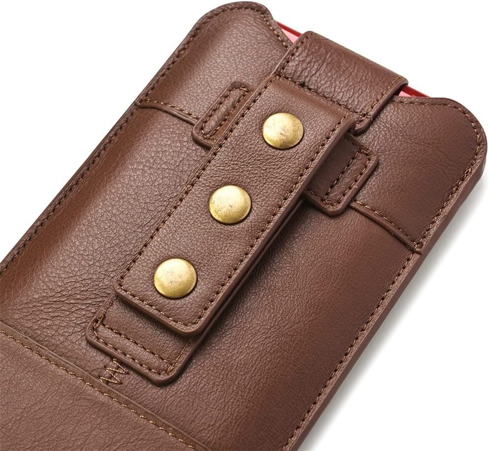 Buckle Genuine Leather Phone Bag Belt Clip Case Waist Bag Belt Clip Phone Case(D)