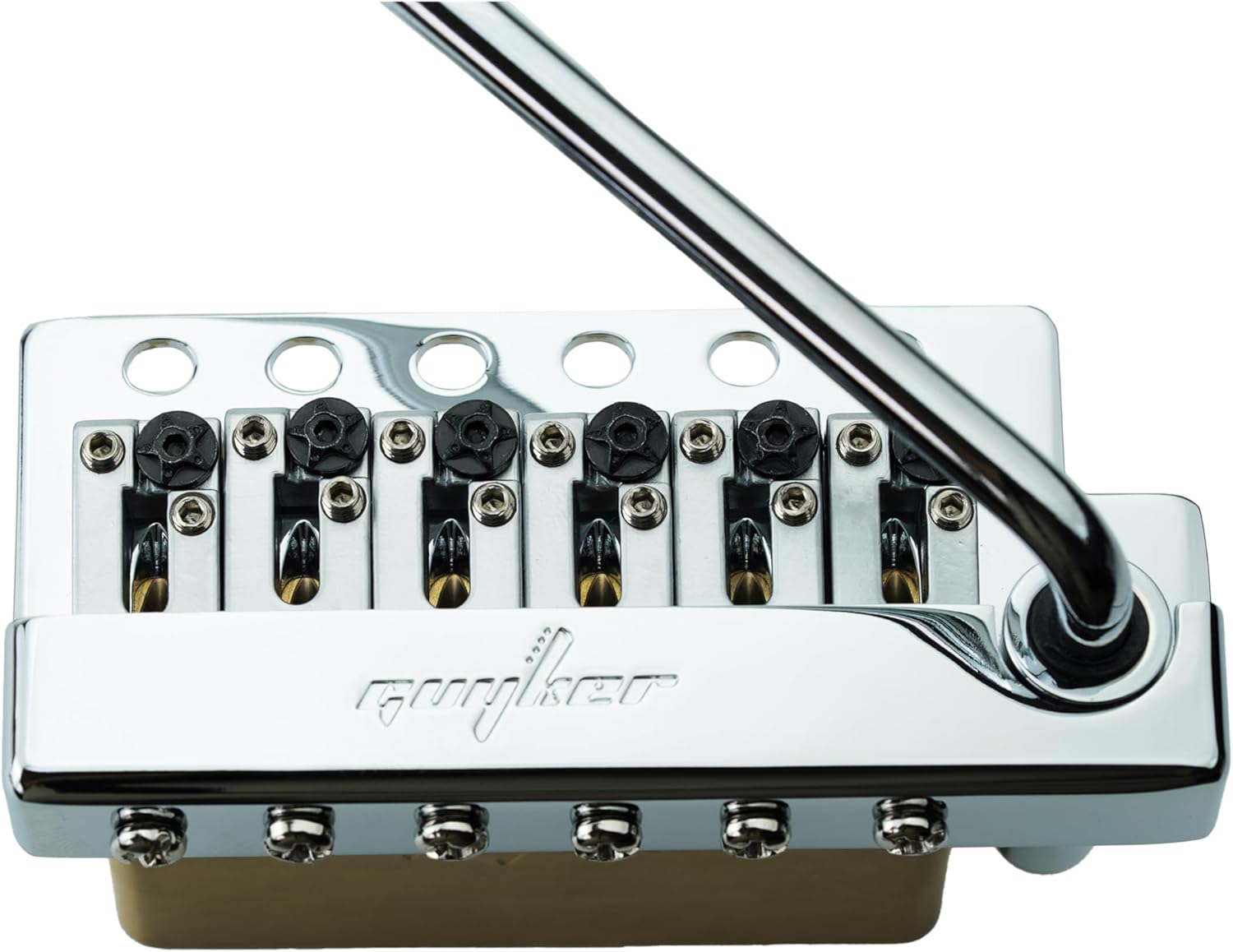 Guyker Guitar Tremolo Bridge with Stainless Steel Saddle String Space 10.8mm & Brass Block, Pop-In Vibrato Bar, Complete Install Kit for 6 String Electric Guitar(GG1009A-S, Chrome)
