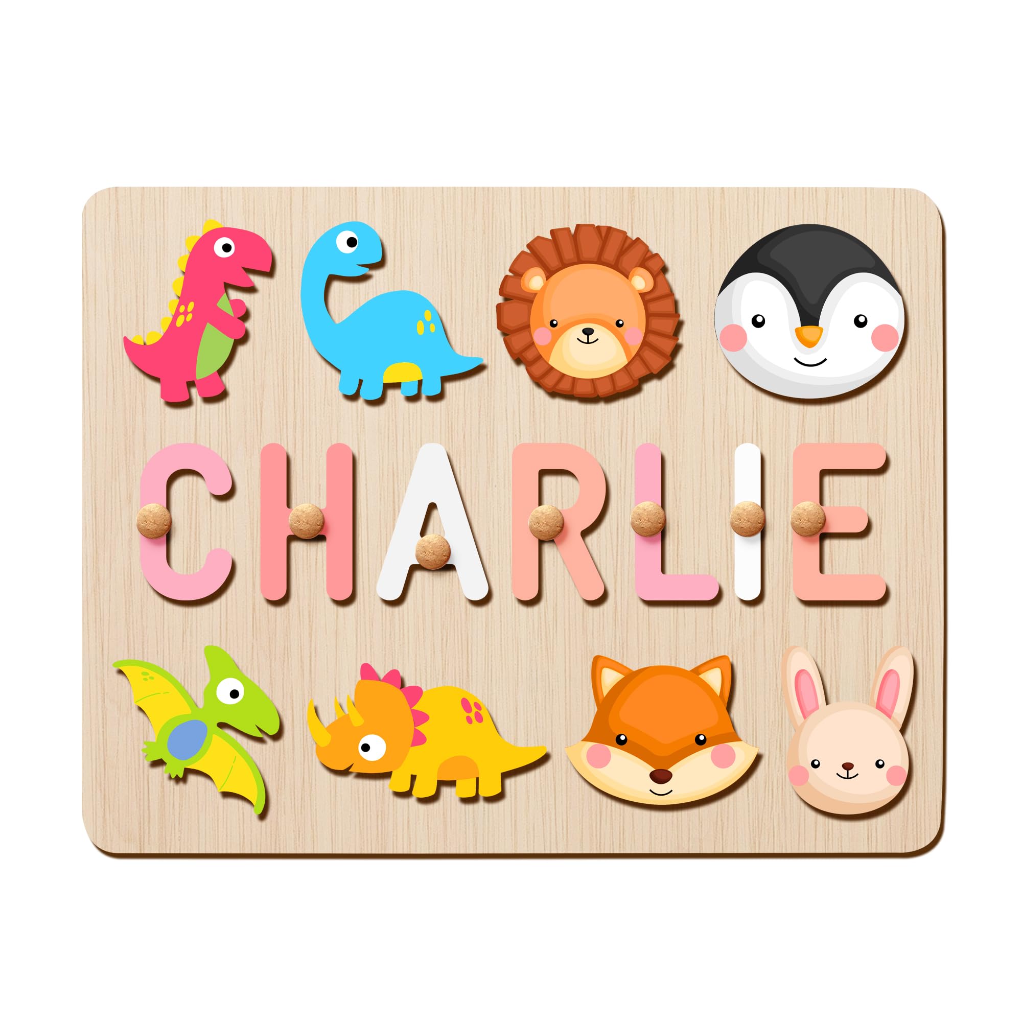 GifXify Personalised Name Puzzle for Kids | Custom Wooden Puzzles for Toddlers 1-3 | Perfect Baby Gifts for Boys & Girls | Montessori Learning Toys for Baby's First Birthday, Christmas (Basic) — image 1