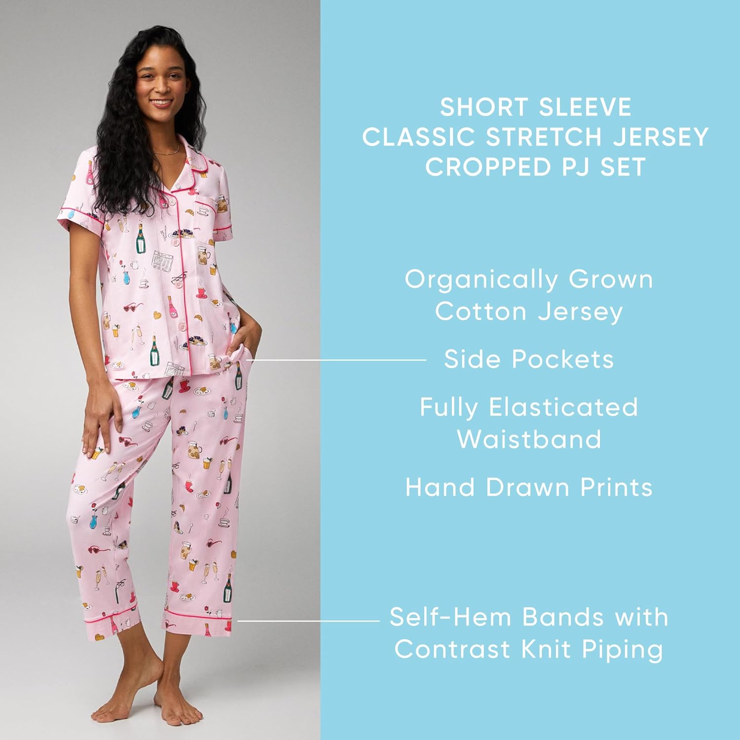 Bed Head PJs Womens Matching Pajamas - Soft Organic Cotton Button Down PJ Shirt & Cropped Pants Set - Loungewear & Sleepwear - Image 4
