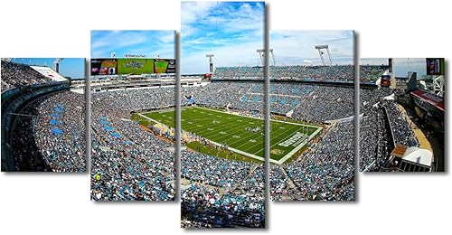 Vista 411 de Cuadros de estadios deportivos de fútbol americano de Minnesota, cuadros de vikingos, 5 paneles, lienzo para pared, arte de pared del estadio