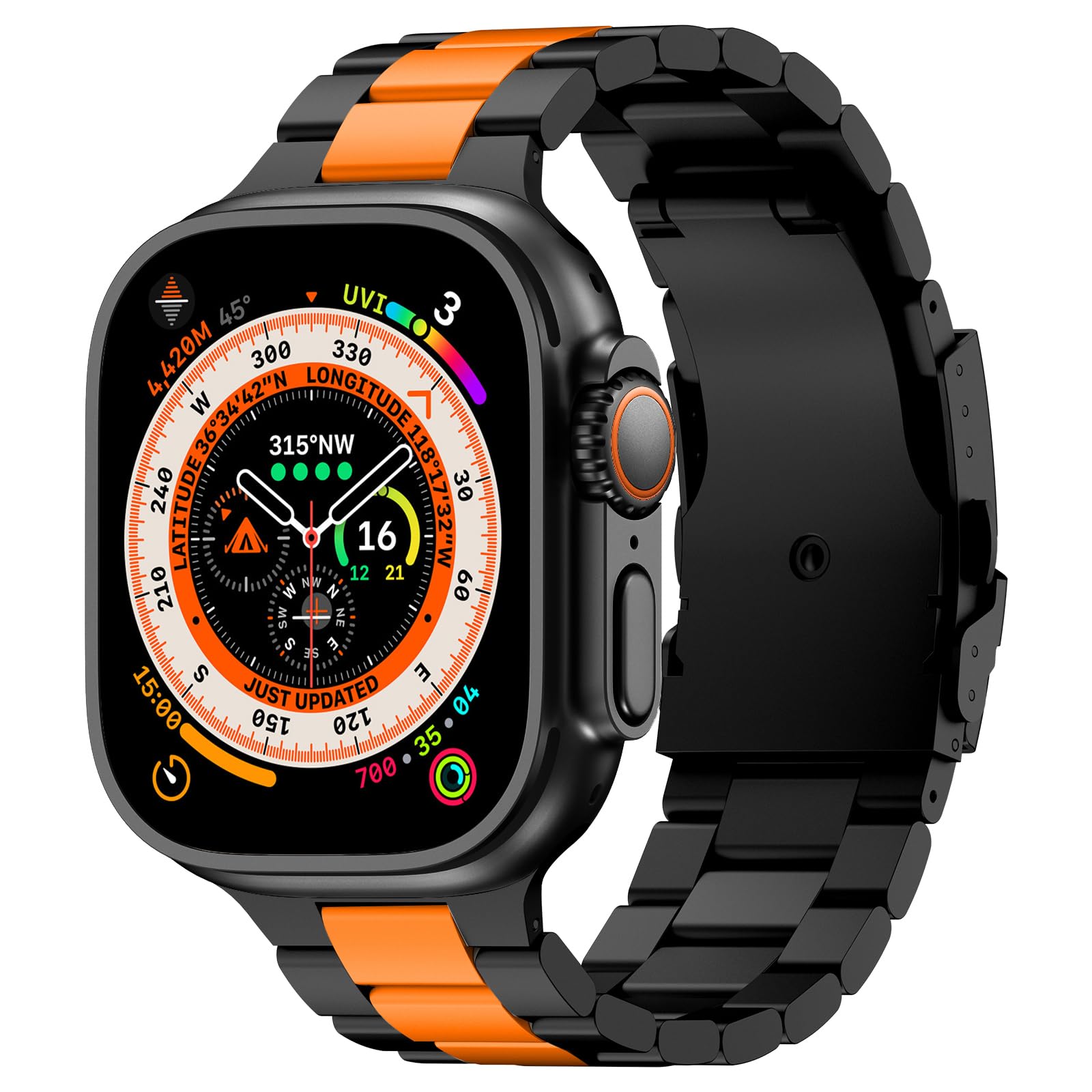 SEURE Tytanowy pasek kompatybilny z Apple Watch Ultra 2 / Ultra 49 mm, Series 10, 46 mm, Series 9/8/7, 45 mm, Series SE2/6/SE/5/4, 44 mm, 3/2/1, 42 mm, pasek ze stopu tytanu, sportowy