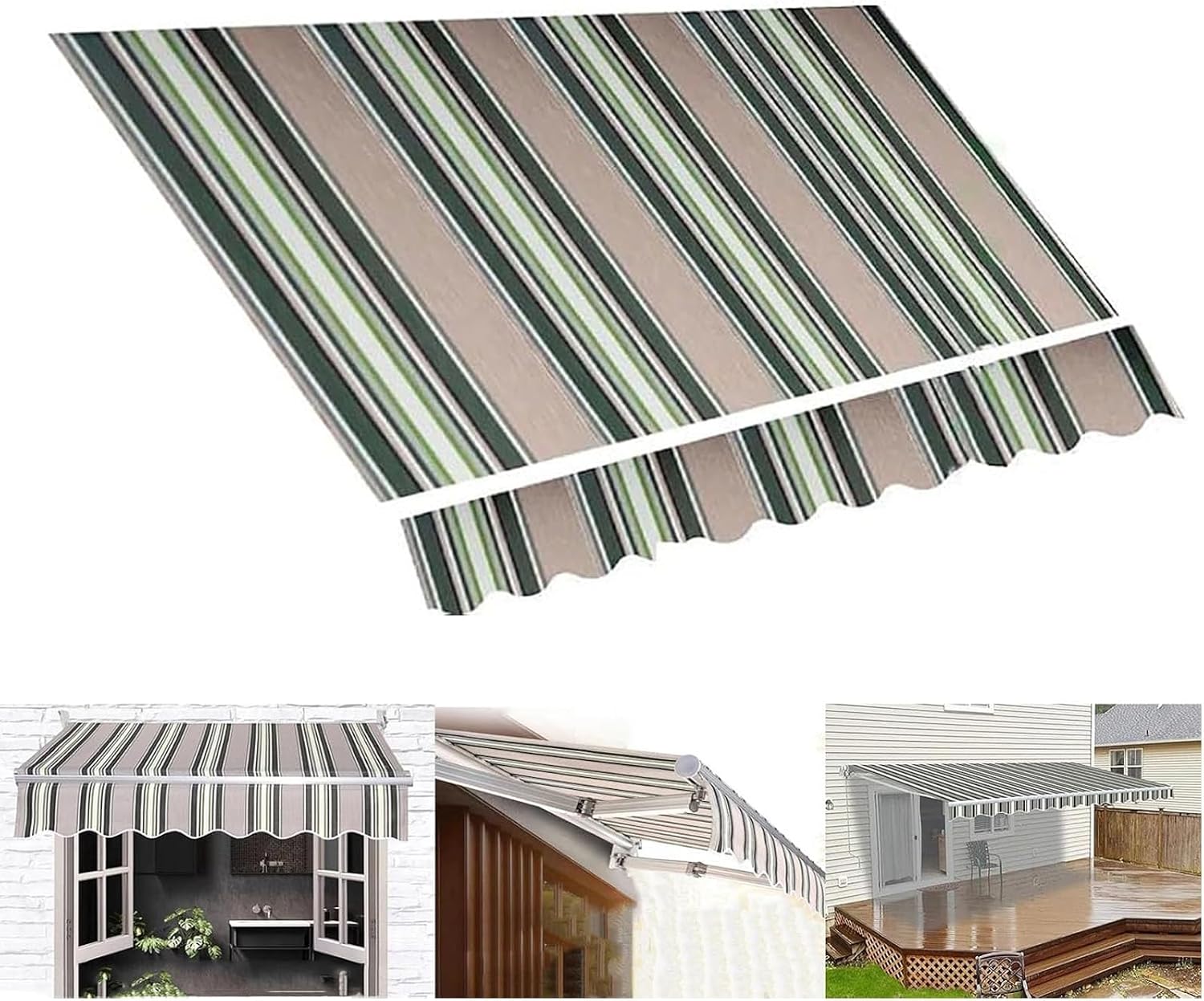 Retractable Awning Patio Sun Shade Shelter Replacement Fabric Top Cover（Fabric Only） Water-Resistant Polyester Replacement Canvas For Awnings, Deck, Balcony, Yard，Deck Water Resistant Canopy(Khaki,6x4