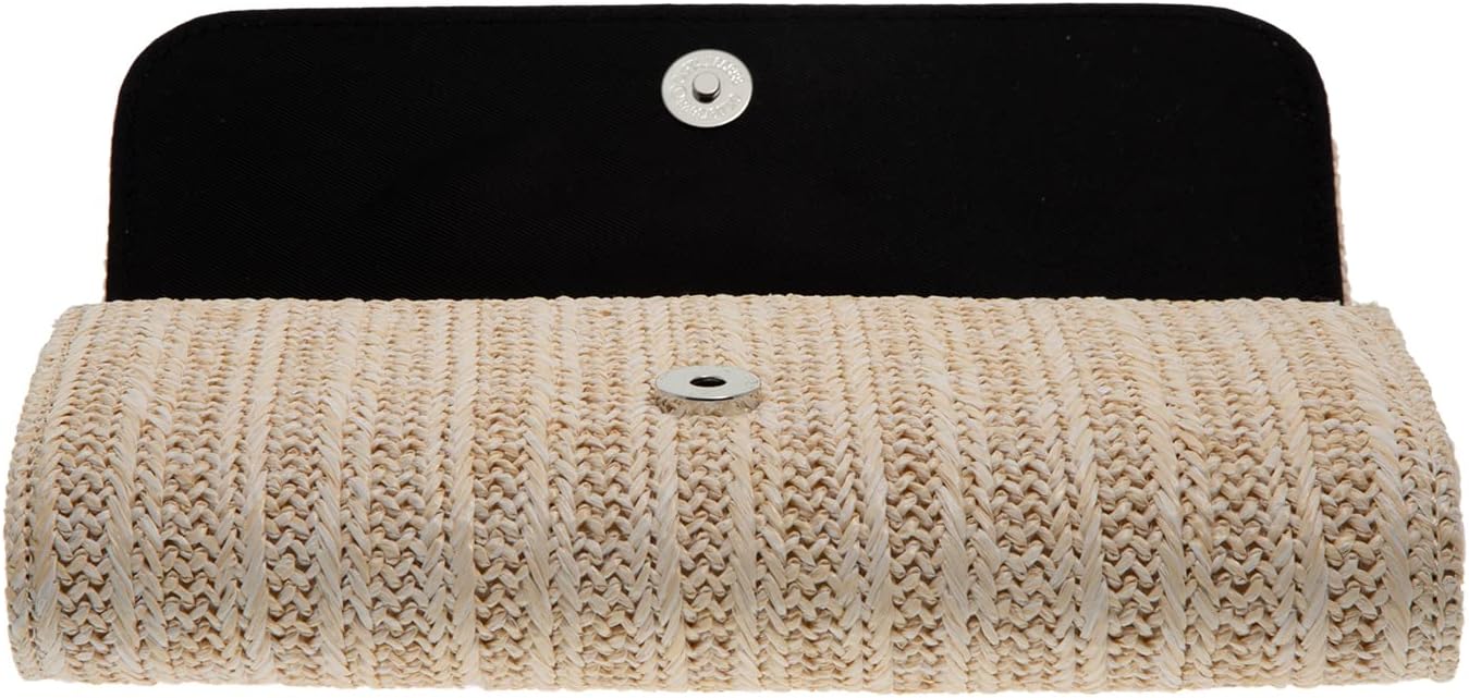 JNB Women's Natural Straw Clutch Purse, Ivory35