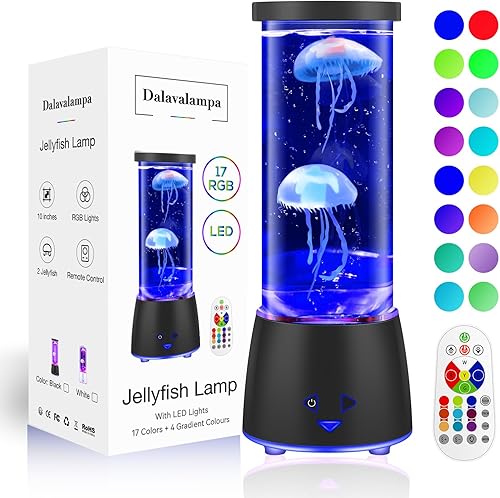 Lámpara de medusa que cambia de 17 colores con control remoto, lámpara de mesa de tanque de medusas, luz nocturna LED para niños y adultos, lámpara