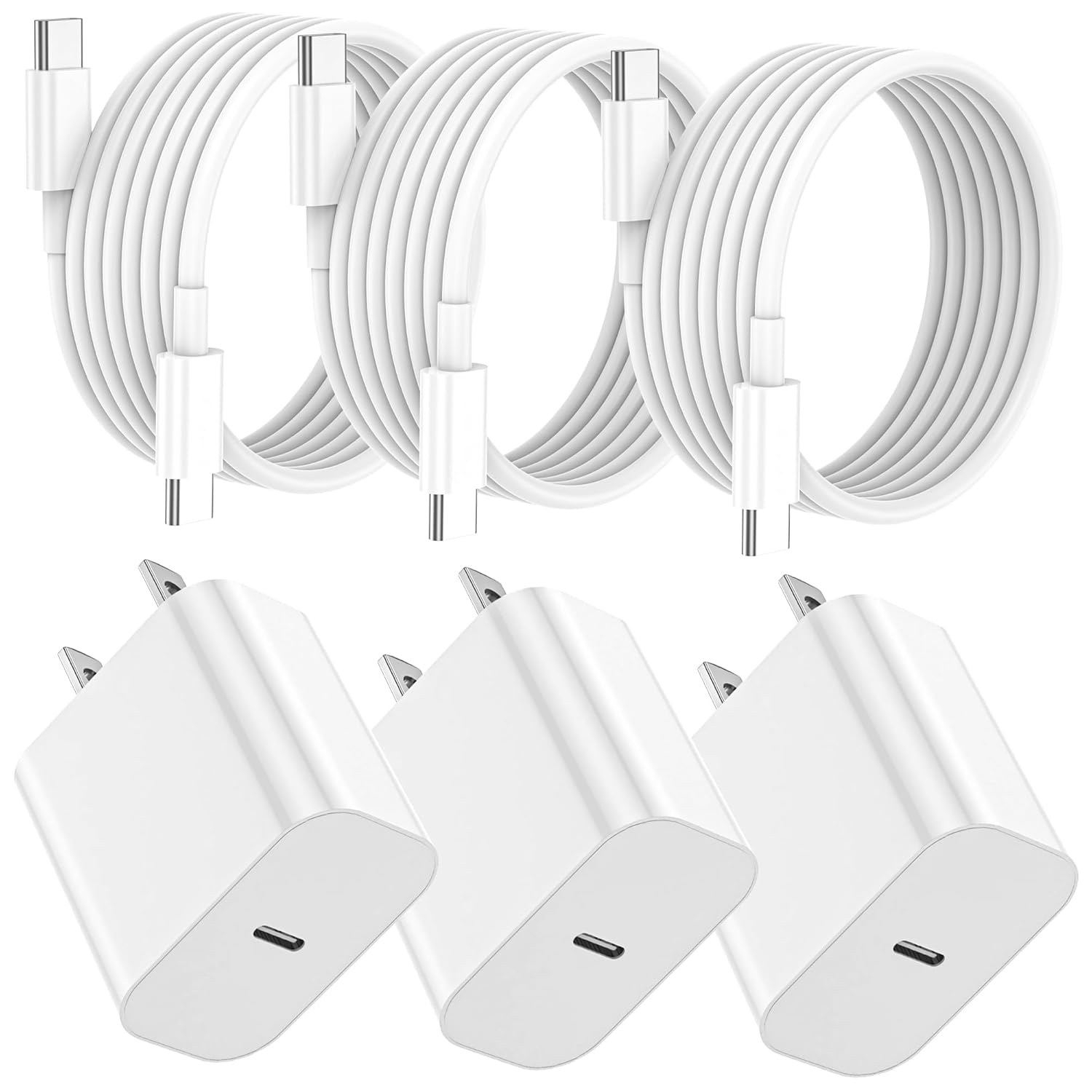 iPhone 16 15 Charger Fast Charging, 3 Pack 20W USB C Charger Block with 6FT Type C Cable, USB C Wall Plug for iPhone 16/15/16 Plus/16 Pro/16 Pro Max/15 Plus/15 Pro/15 Pro Max
