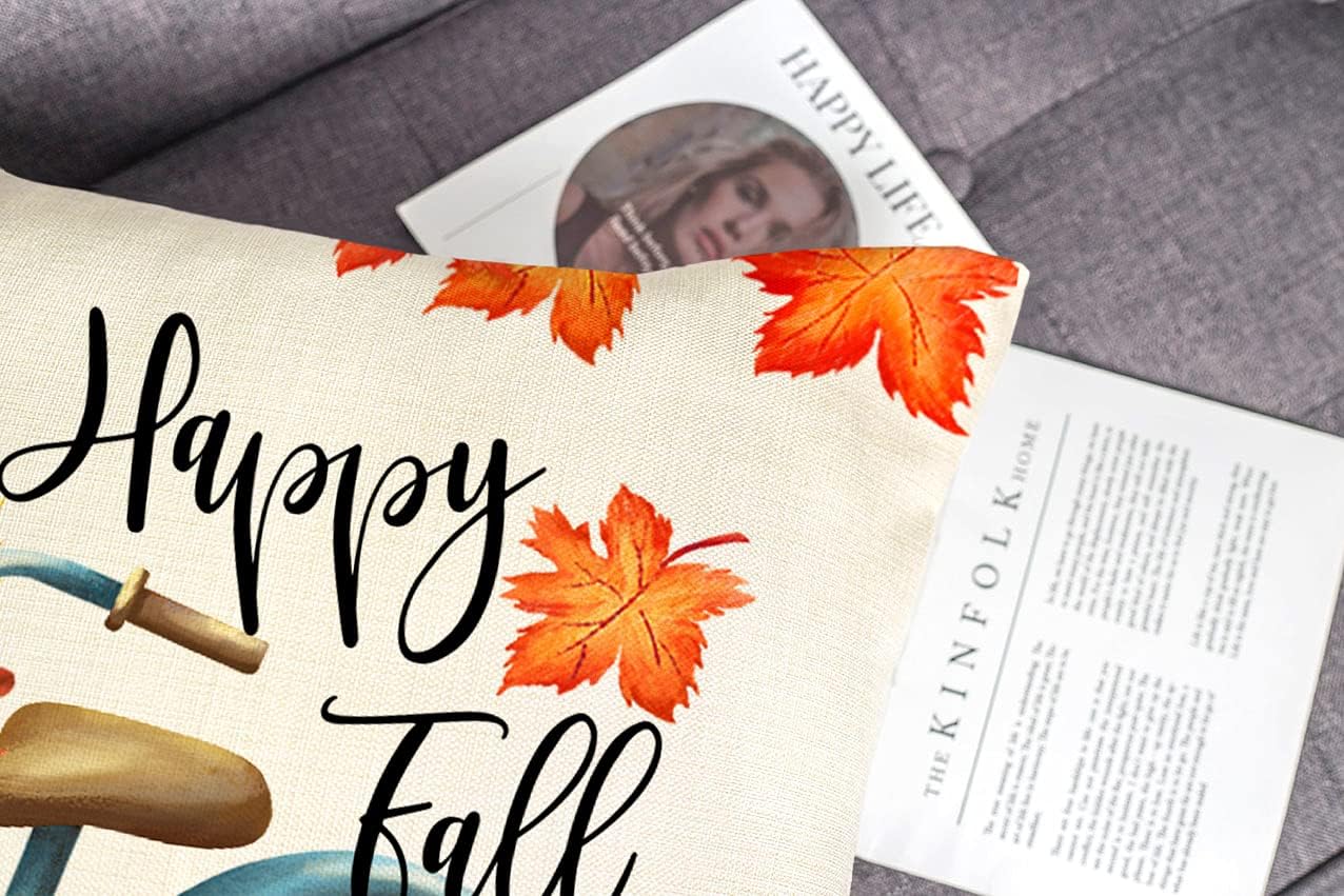 4TH Emotion Fall Decor Pillow Covers 20x20 Set of 4 Thanksgiving Blue Pumpkin Farmhouse Decorations Thankful Blessed Farm Outdoor Fall Pillows Decorative Throw Cushion Case for Home Couch TH031-20