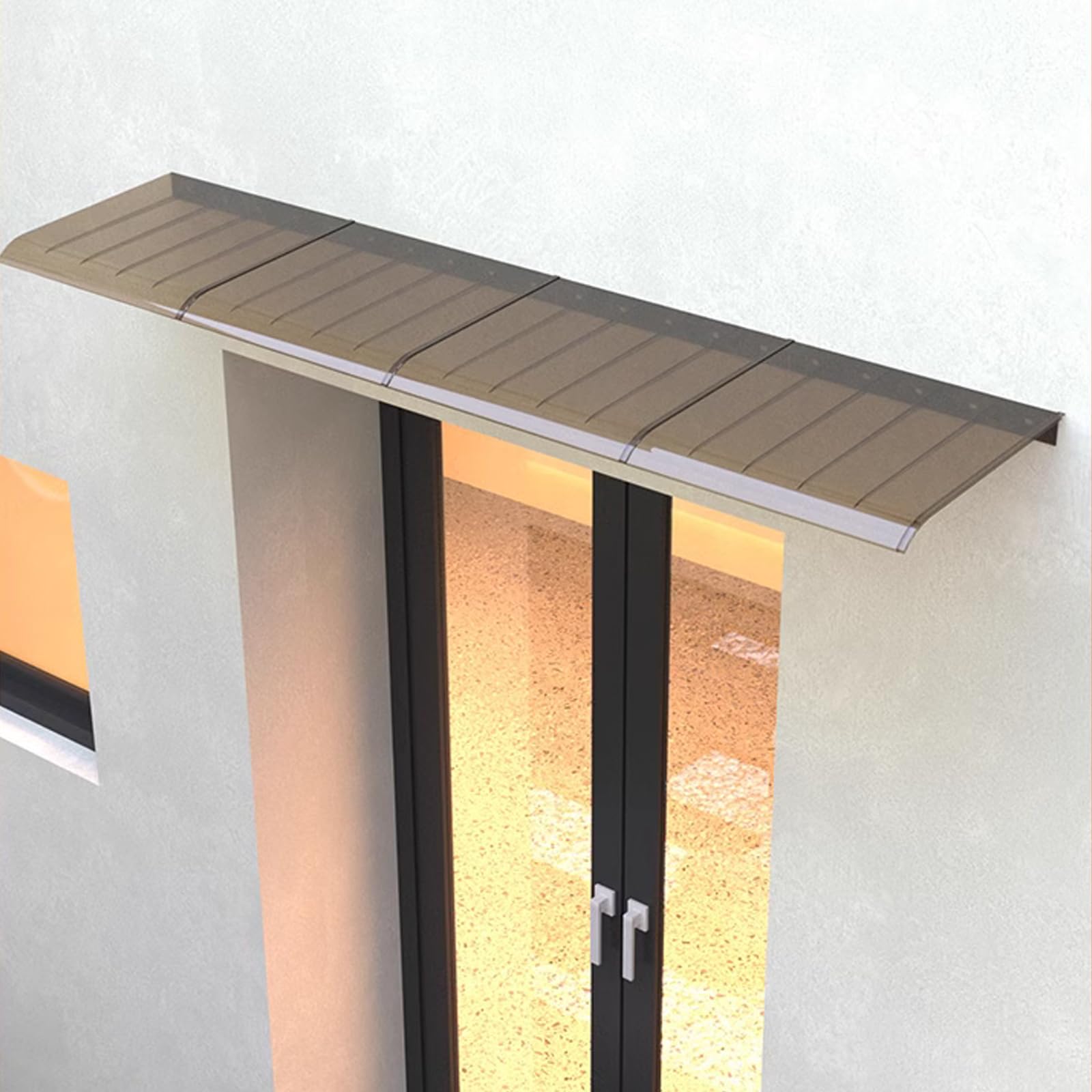 Auvent De Porte Invisible Incurvé Zlovne - Feuille Polycarbonate 3mm, 40x120cm - Protection Pluie/UV, Charge 200kg - 6