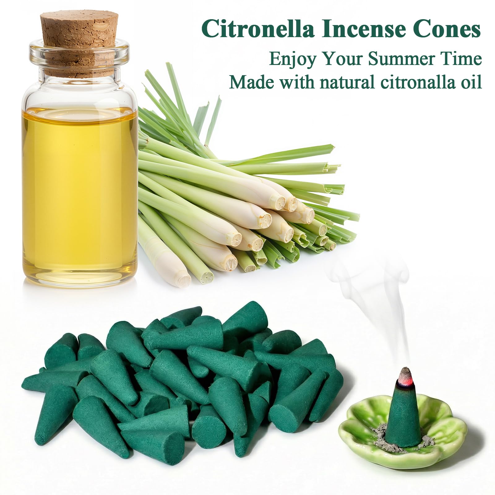 SCENTORINI Cônes d'Encens Citronnelle 120pcs Extérieur Jardin Balcon Terrasse