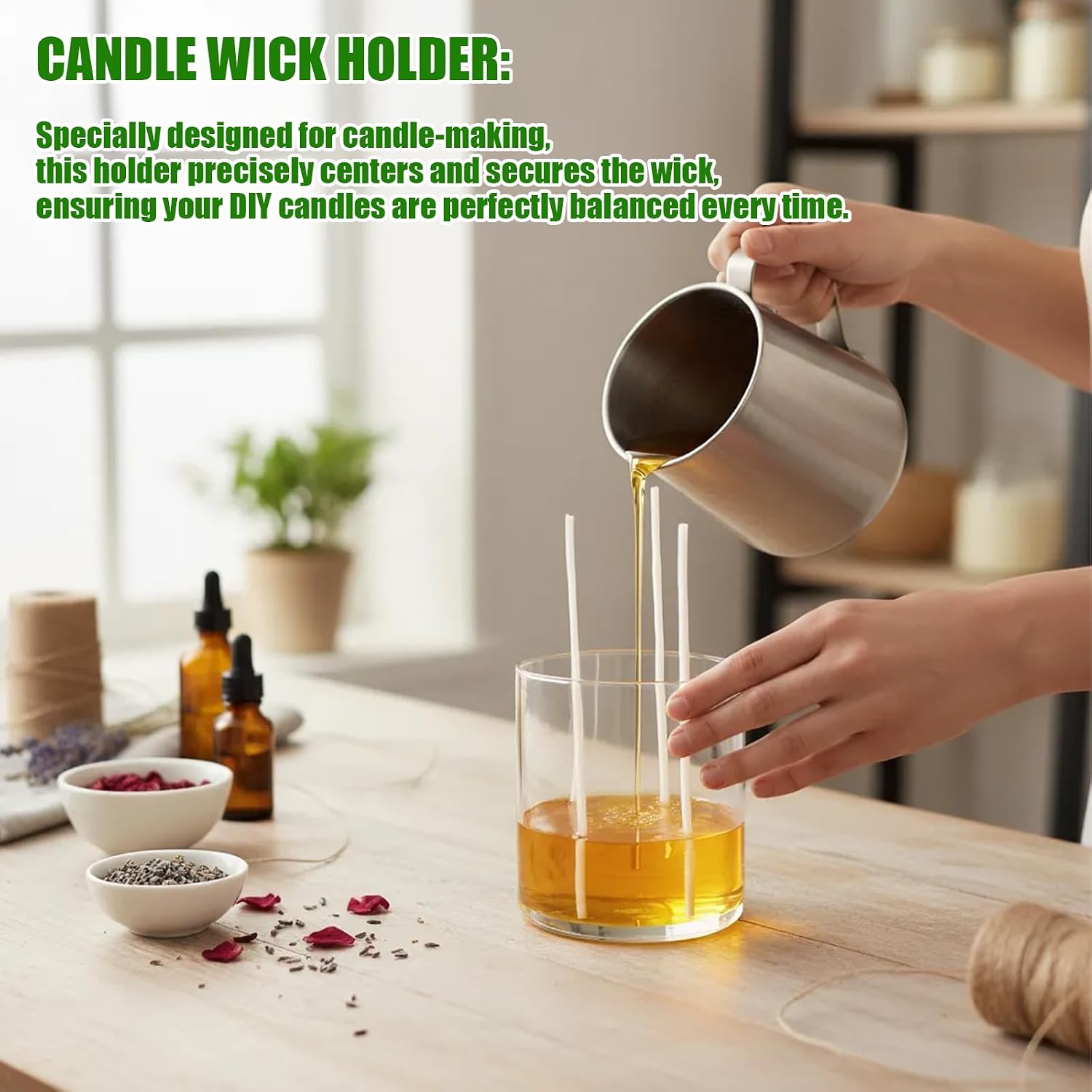 Candle Wick Holders for Candle Making, Wick Centering Tool, Candle Wick Placer for Wicks, Enhancing Precision and Efficiency for DIY Candle Making, Crafting & Supplies (3 Wicks)