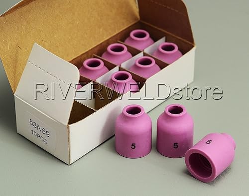 Miniatura 10 de RIVERWELD TIG Kit de cerámica con boquilla de alúmina de gas 53N58#4 53N59#5 53N60#6 53N61#7 53N61S #8 Fit PTA DB SR WP 9 17 18 20 25 26 Antorcha de