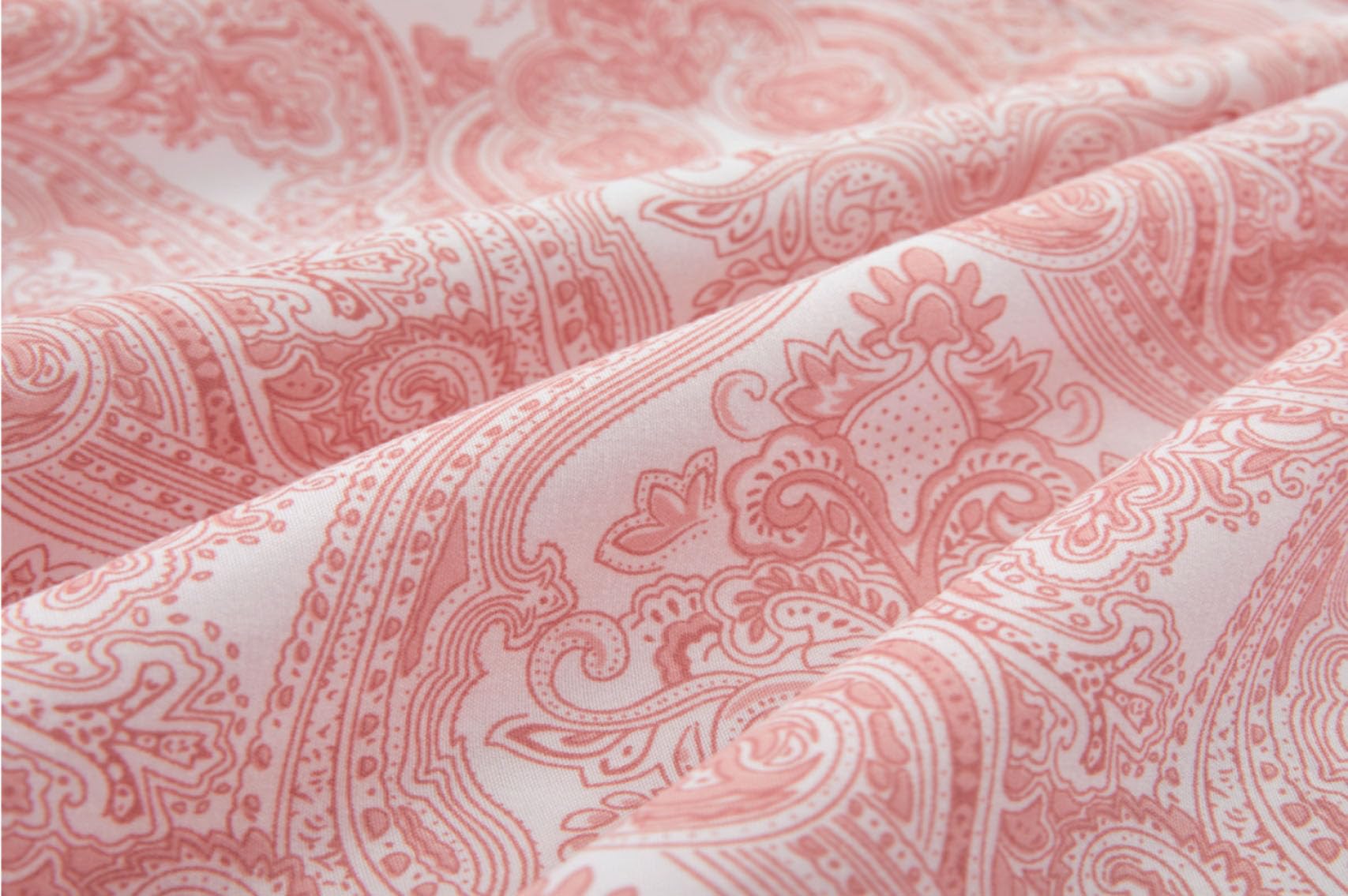 Spirit Linen Home 6-teiliges Bettlaken-Set – Paisley-Muster In Zartrosa, Mikrofaser, Für Doppelbett, Faltenfrei