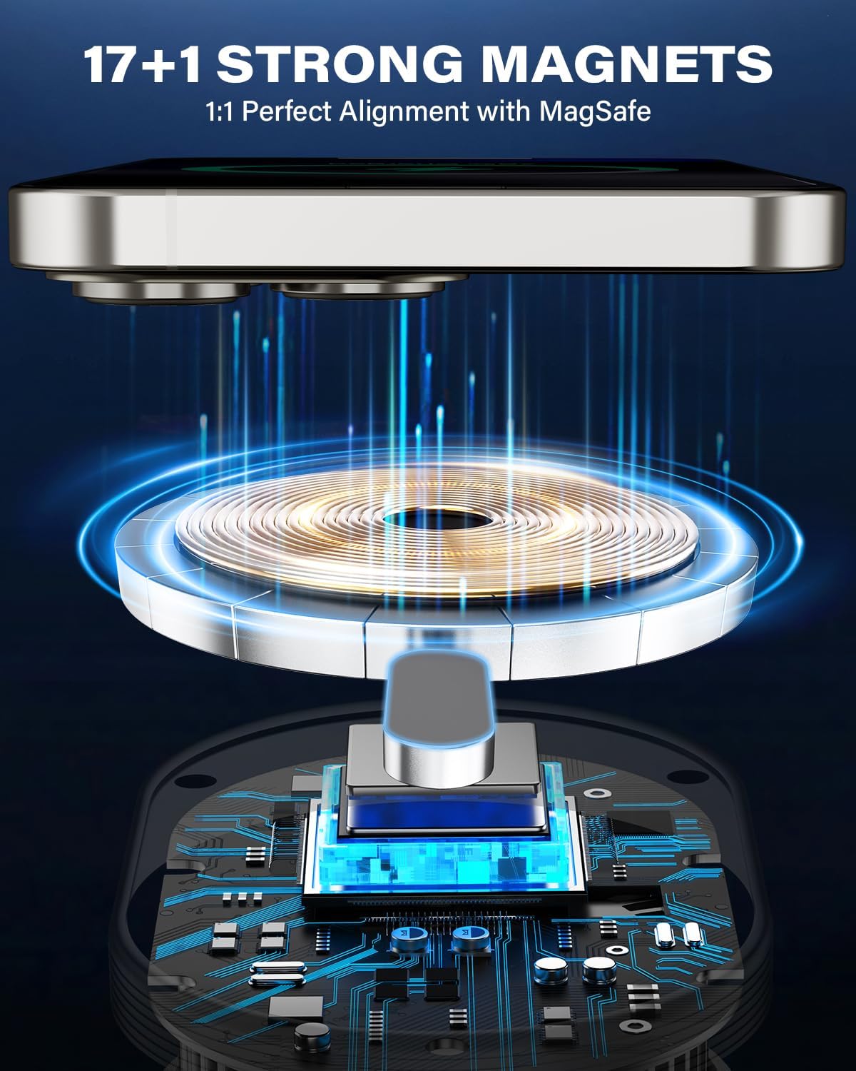 1Zero Qi2 15W CD Car Mount Charger for Magsafe, Strong Magnetic Phone Holder for CD Slot Charging, Fast Wireless Car Charger Mount Fit for iPhone 17 16 15 14 13 12 Pro Max Plus Mini (for Qi2 Charging)