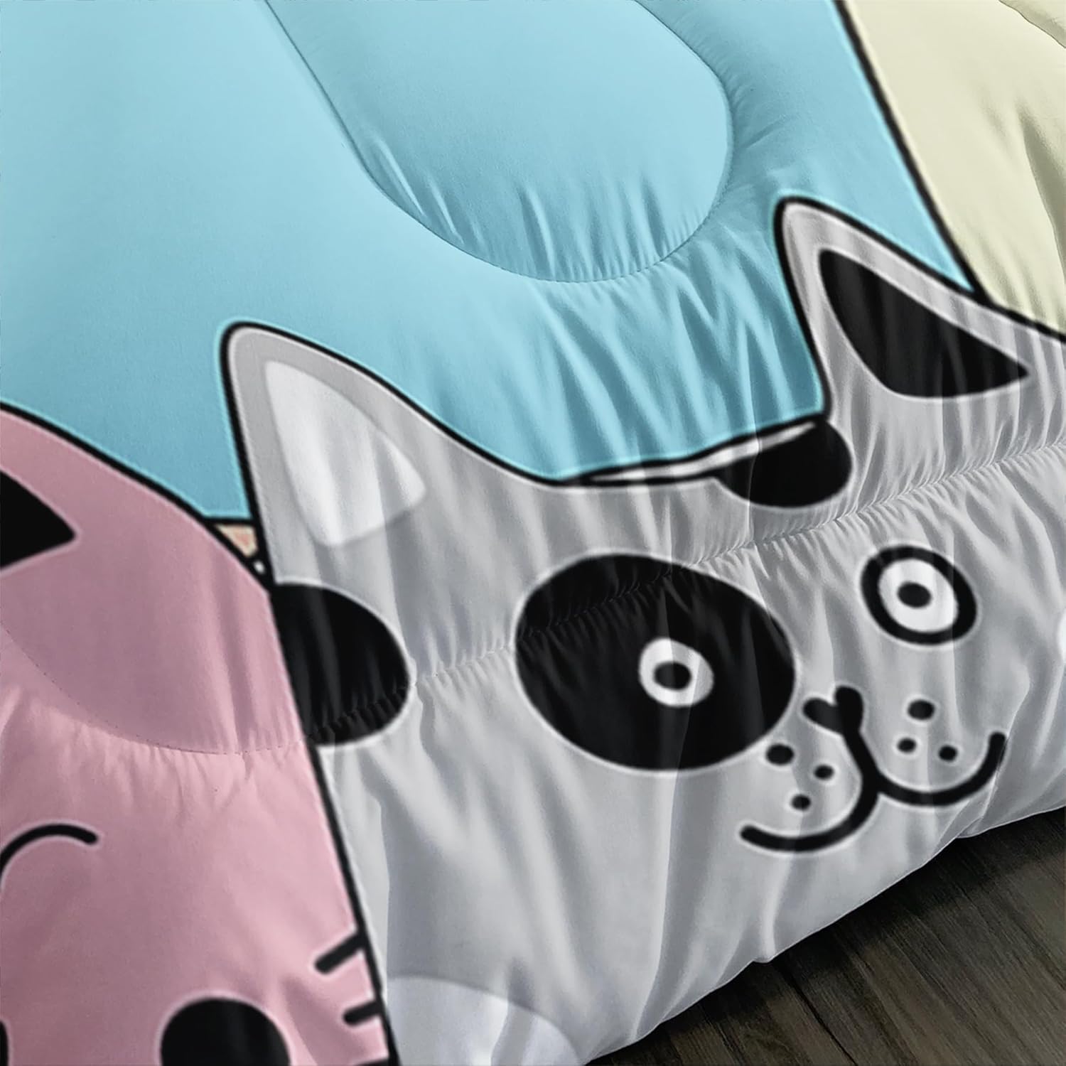 Twin Cat Comforter Set for Girls - Kawaii Cute Bedding Set with Cat Room Decor - Image 7