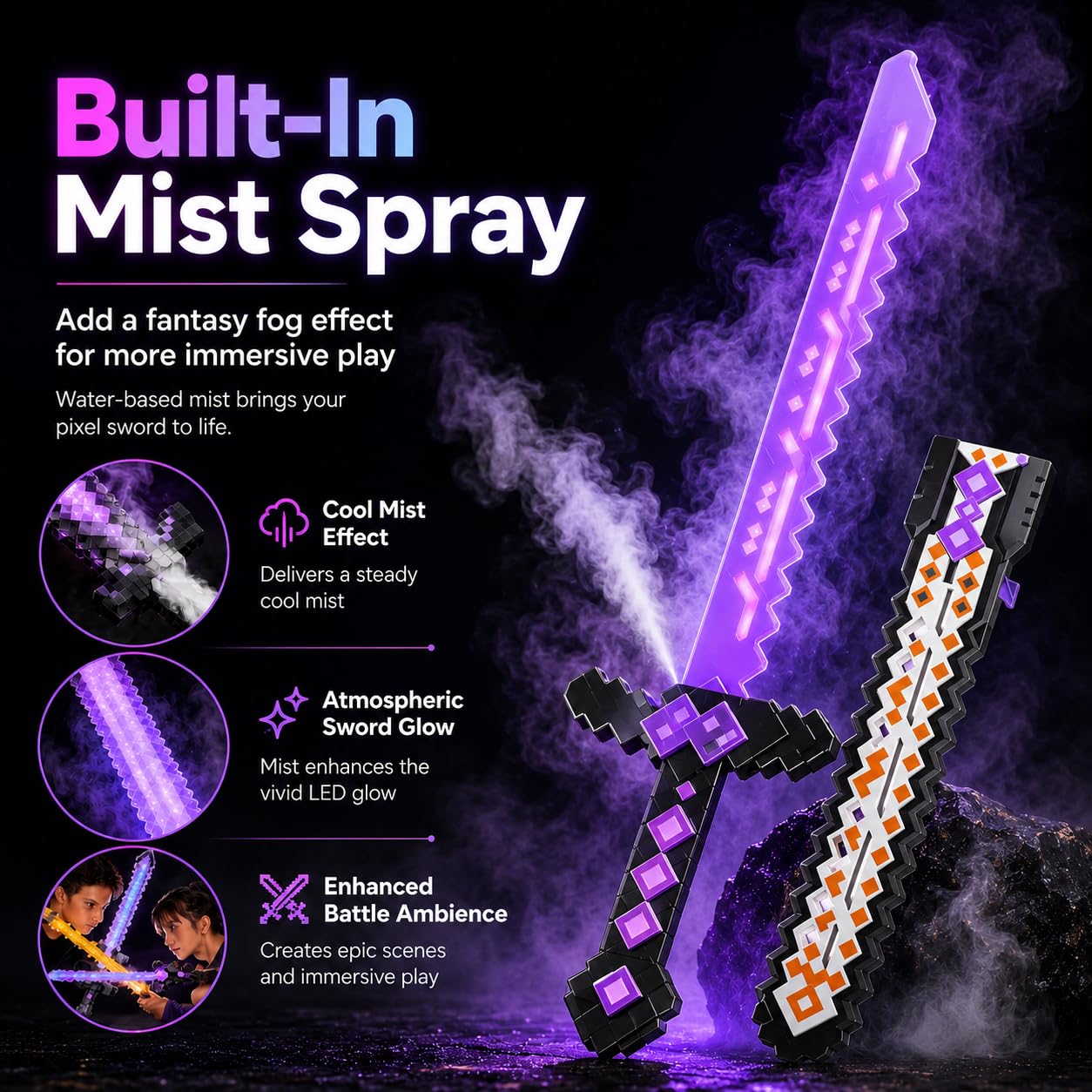 Espada de neón Cyberpunk – Hoja brillante LED de 31 pulgadas con sensor de sonido y golpe – Espada corta táctica futurista.