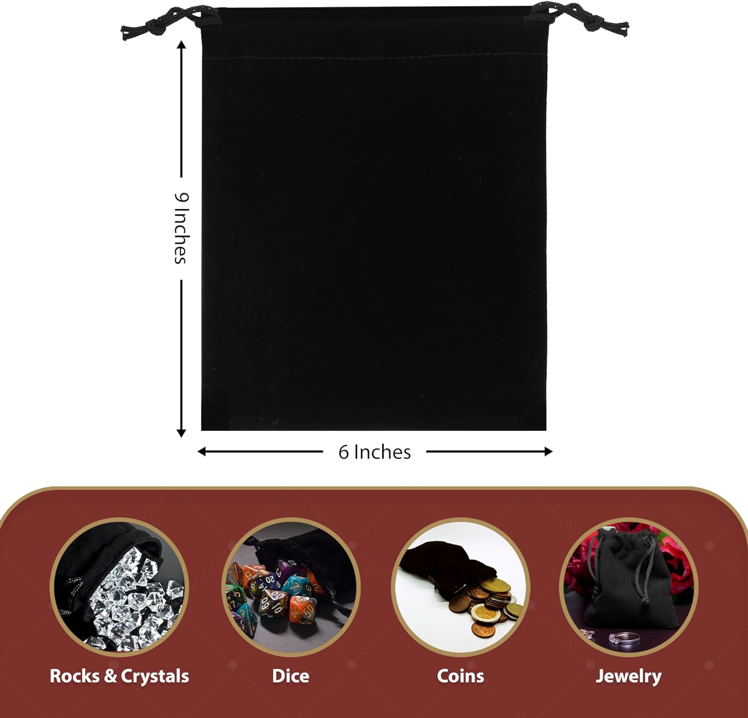 Mandala Crafts Velvet Drawstring Bags - Velvet Drawstring Pouches Bulk for Event and Wedding Favor, Gift Wrapping, Packaging, and Jewelry Gift Bags (Black 6x9, 50 Large) - Image 3