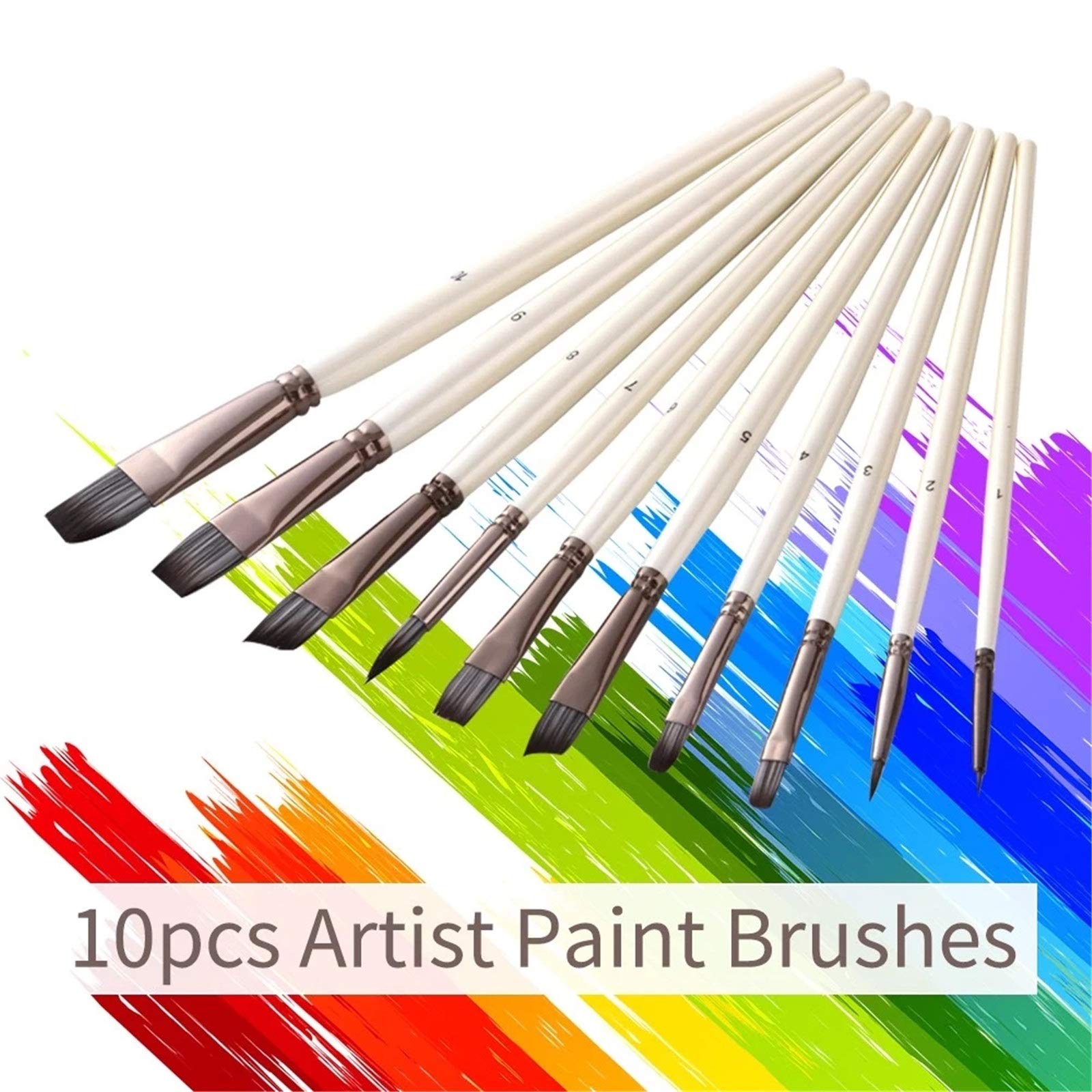 Ensembles de Pinceaux 10pcs / Set Artiste Polyvalent Brosses PinceauBrush Cheveux Nylon Perlescent pour Débutants et Professionnels