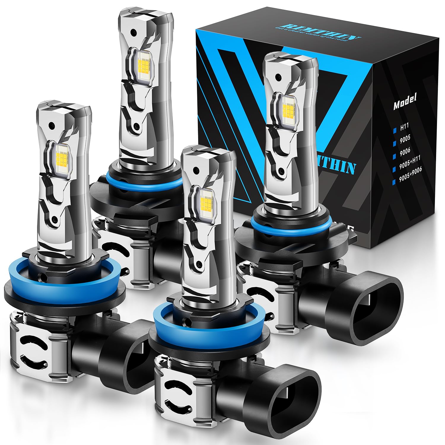 rimthin H11 9005 LED Bulbs Combo, 64,000LM 800% Bright Bulbs, Plug &amp; Play