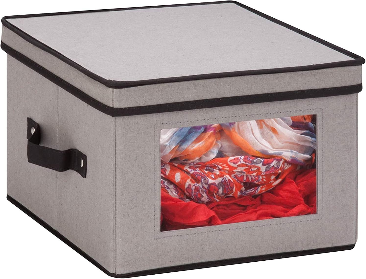 Honey-Can-Do SFT-05375 Medium Dinnerware Storage Window Box, Gray, 12 in L x 12 in W x 8.5 in H