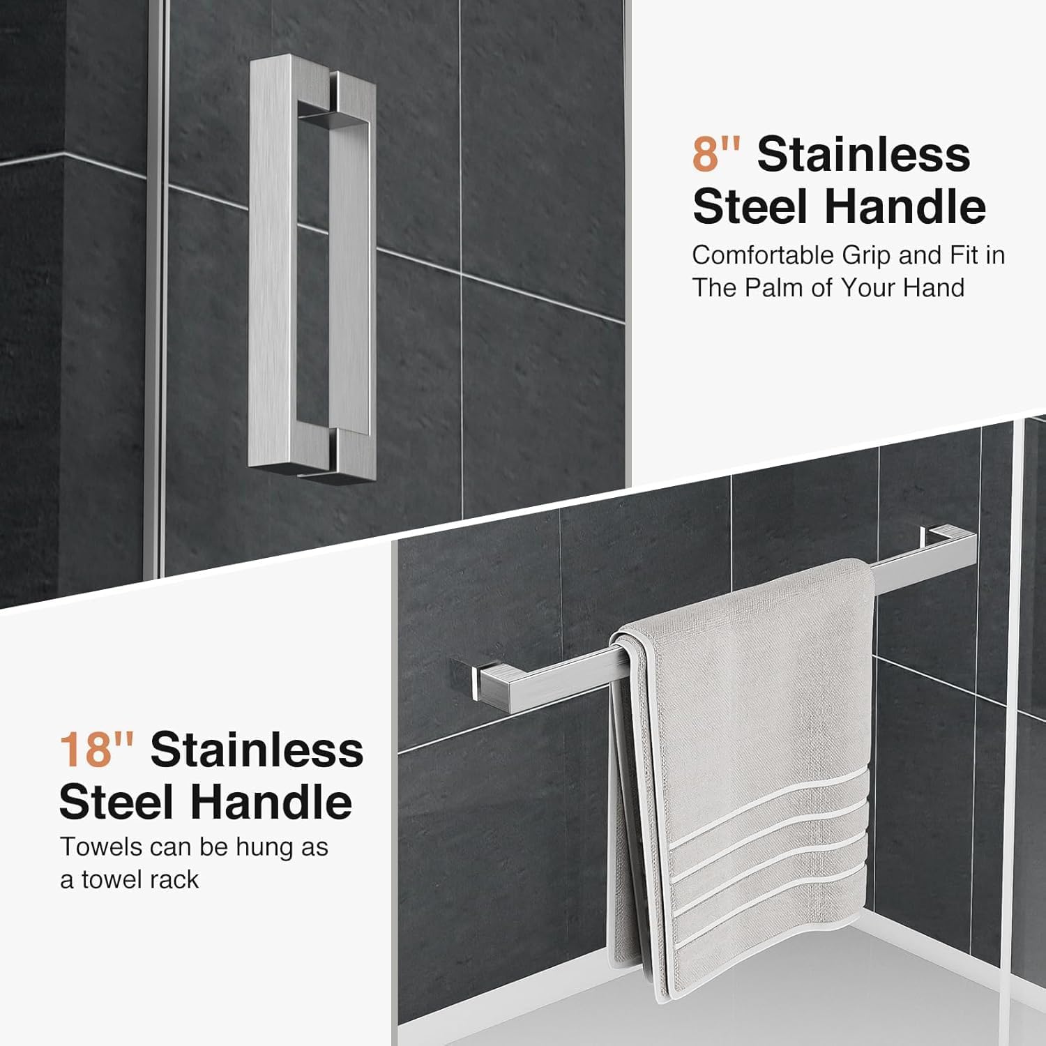 Frameless Sliding Shower Door 60" W x 74" H, Glass Shower Door with 1/4"(6mm) Clear SGCC Tempered Glass,Explosion-Proof Film,Two Stainless Handles,Stainless Steel Hardware Brushed Nickel