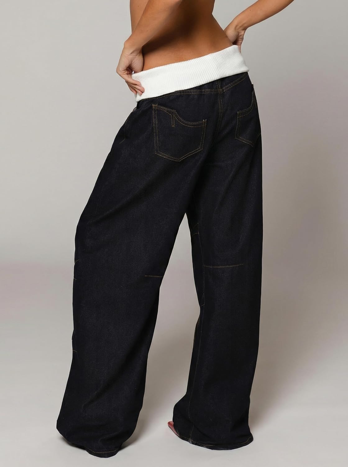 EMMIOL Women Y2K 90S Hip Hop Baggy Jeans Boyfriend Wide Leg Denim Pants Mid-High Rise Loose Streetwear Outfits - Image 2