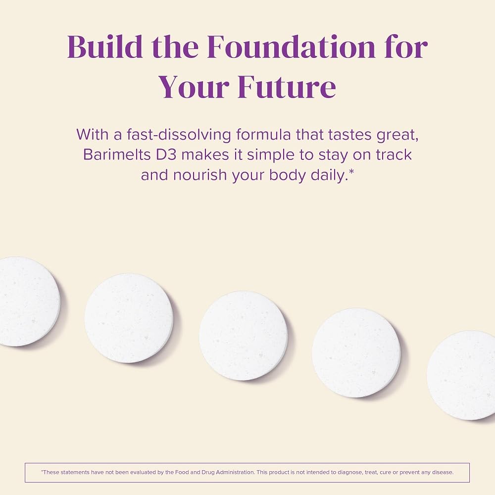 BariMelts Vitamin D3 5000 IU, 90 Fast-Dissolving Tablets (3-Month Supply), Bariatric Vitamins for Women, Natural Apple Flavor​