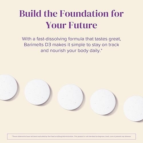 Miniatura 5 de BariMelts Vitamina D3 5000 UI, 90 tabletas de disolución rápida (suministro de 3 meses), vitaminas bariátricas para mujeres, sabor natural a manzana