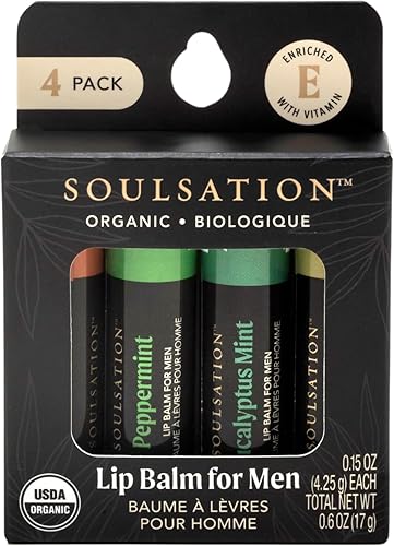 Organic Lip Balm Set for Men - 4 Flavors -
