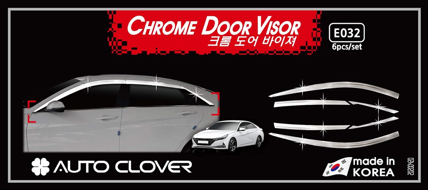AUTOCLOVER Chrome Side Window Deflector Rain Guards 6p for 2021 Hyundai All New Elantra 4door Sedan