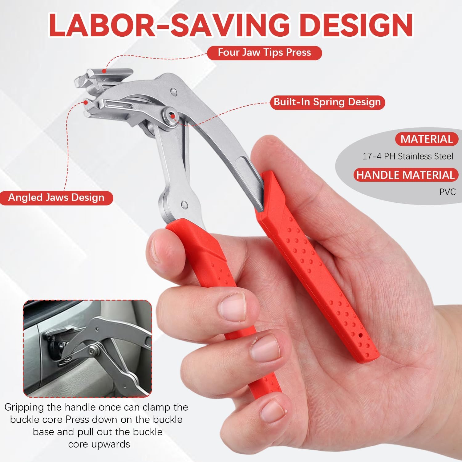 Car Clip Pliers, Panel Clip Removal Pliers, Professional Plastic Fastener Removal Tool, Spring-Loaded Fastener Rivet Remover for Auto Door Panels, Interior & Exterior Trim, Damage-Free Disassembly