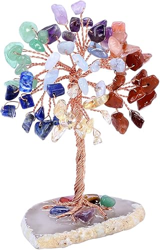 PESOENTH Árbol de la vida de cristal de 7 chakras, regalos espirituales para cumpleaños de mujeres, pequeño árbol de dinero de cristal de Feng Shui