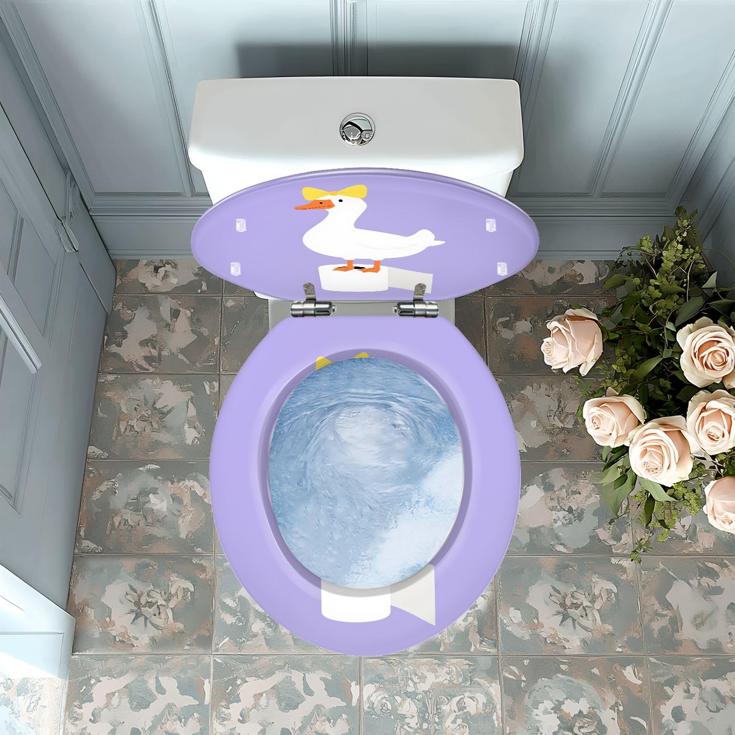 Asiento de inodoro redondo de resina con bisagras de cierre suave para baño