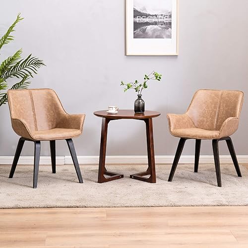 Miniatura 32 de Sillas de sala de cuero sintético, sillas de comedor Marrón,Marfil,Amarillo,https://www.amazon.com/dp/undefined