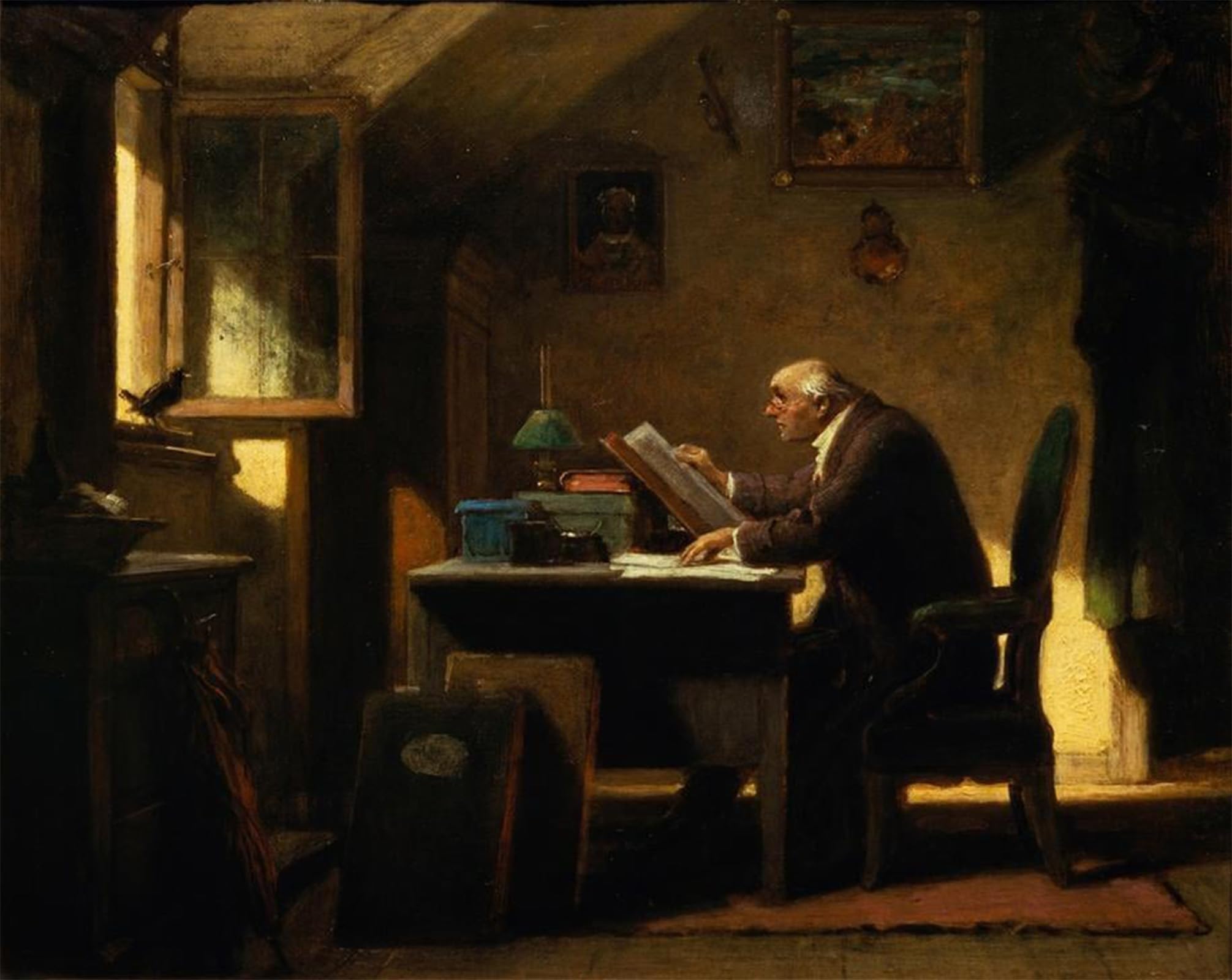 POSTERIIk Vintage Print Pop Art Landscape Artwork A visit by Carl Spitzweg Art Prints for Office Home Decor 60x90cm