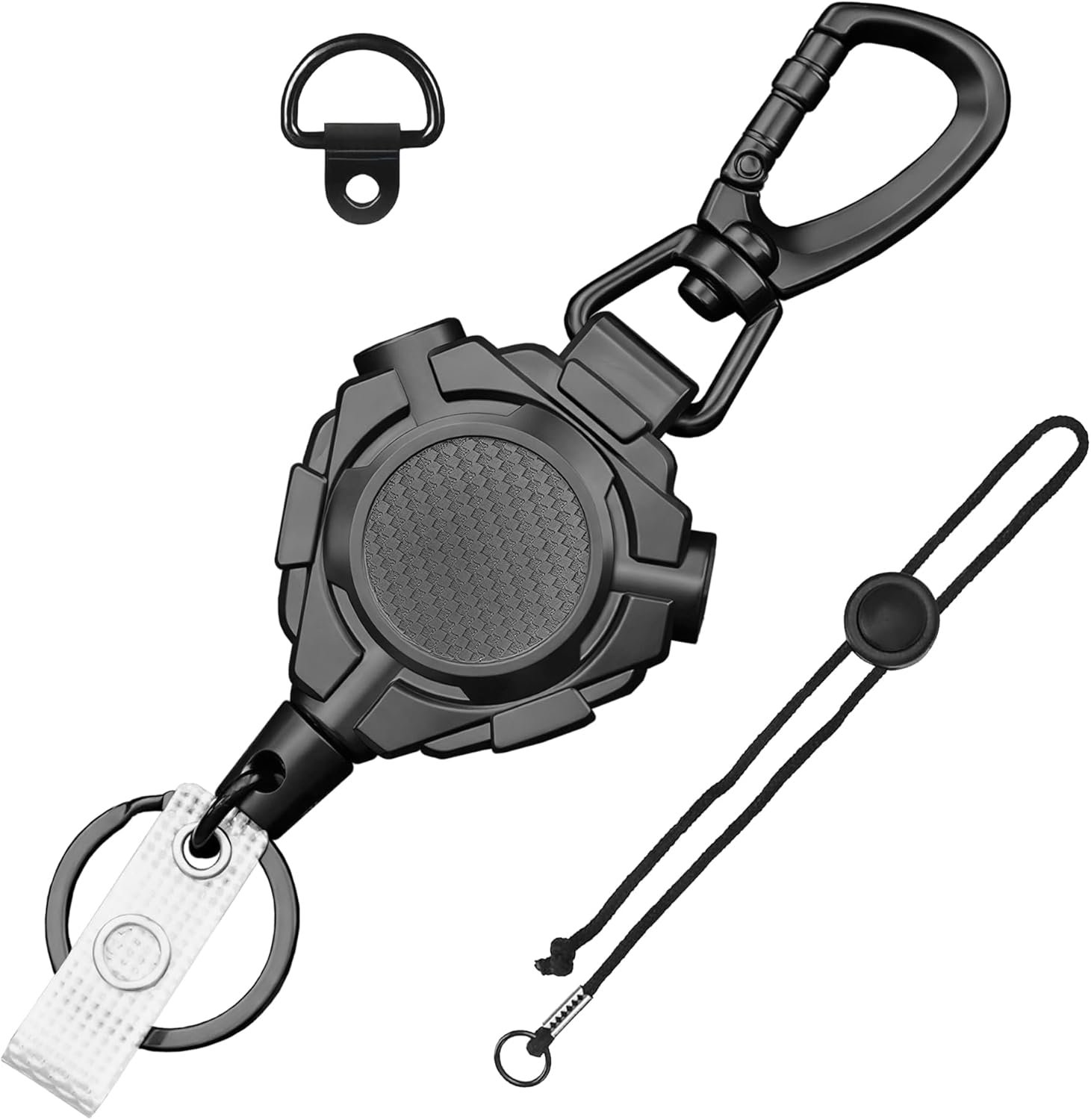 Ezcora CB Mic Holder Retractable Microphone Keeper Heavy Duty CB Radio Retractable Hanger Tether, 32" Stainless Steel Cord, 12" Nylon Attachment Lanyard, D-Ring Mount Included