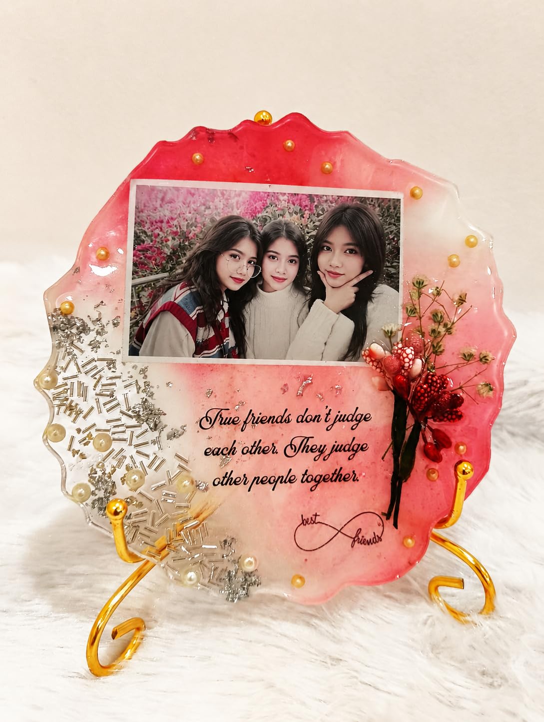 MatriCraft Customised Resin Photo Frame | 6 Inch Round Personalised Frame with Metal Stand | Gift for Birthdays, Anniversaries & Special Occasions-image-36