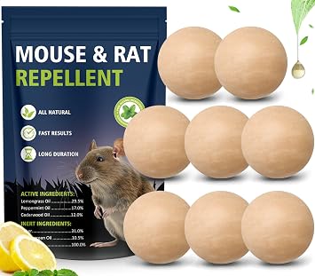 Mouse Repellent Peppermint Oil Rat Repellent - Mice Repellent, Rodent Repellent Rat Deterrent Outdoor Indoor, Effective Against Rat and Long Lasting Protection for Home Garage Attic8 Pack