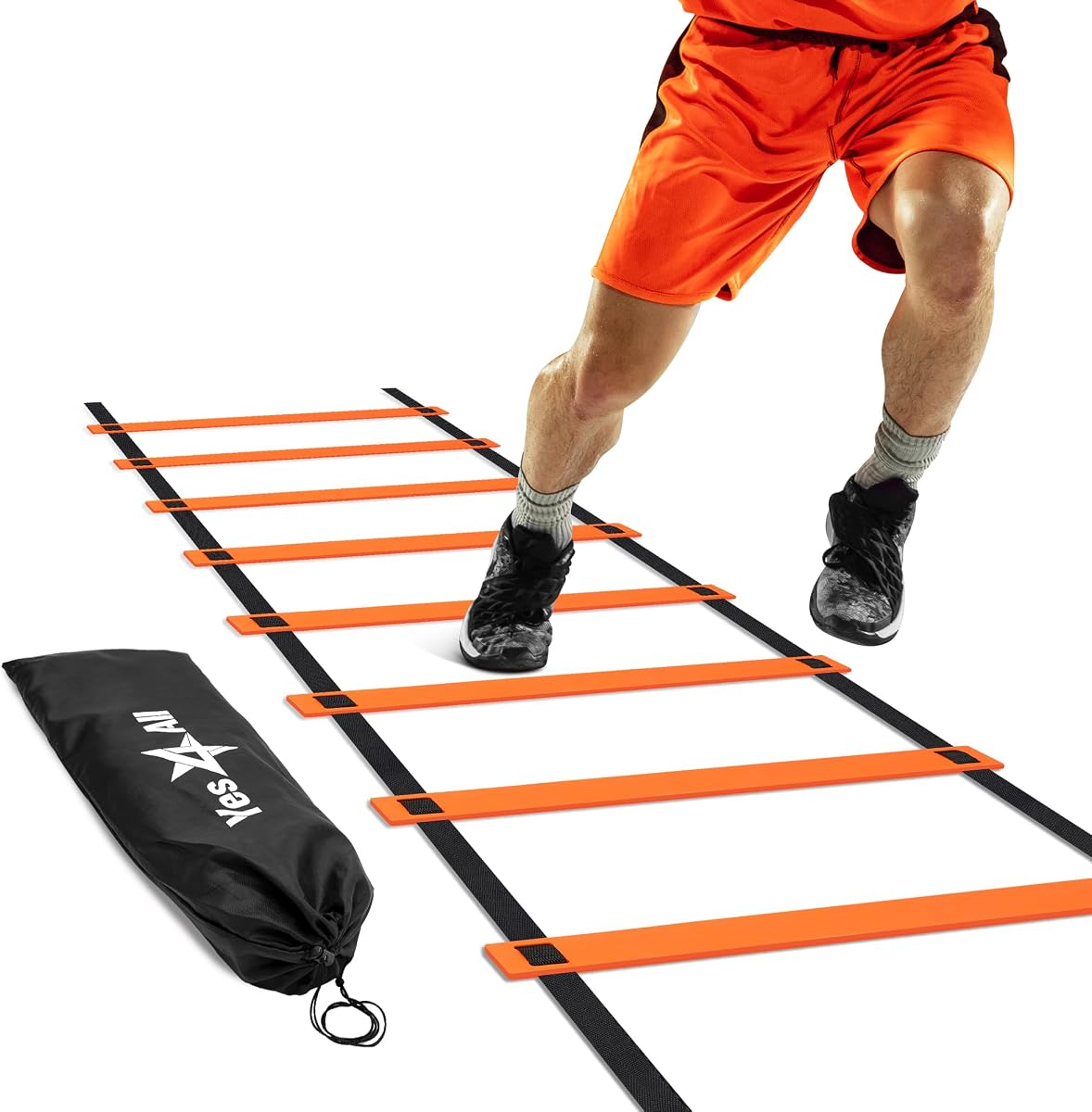 Yes4All Equipo de entrenamiento de velocidad con escalera de agilidad, escalera de fútbol ajustable para todas las edades con bolsa de transporte, duradera, portátil, varios colores y peldaños