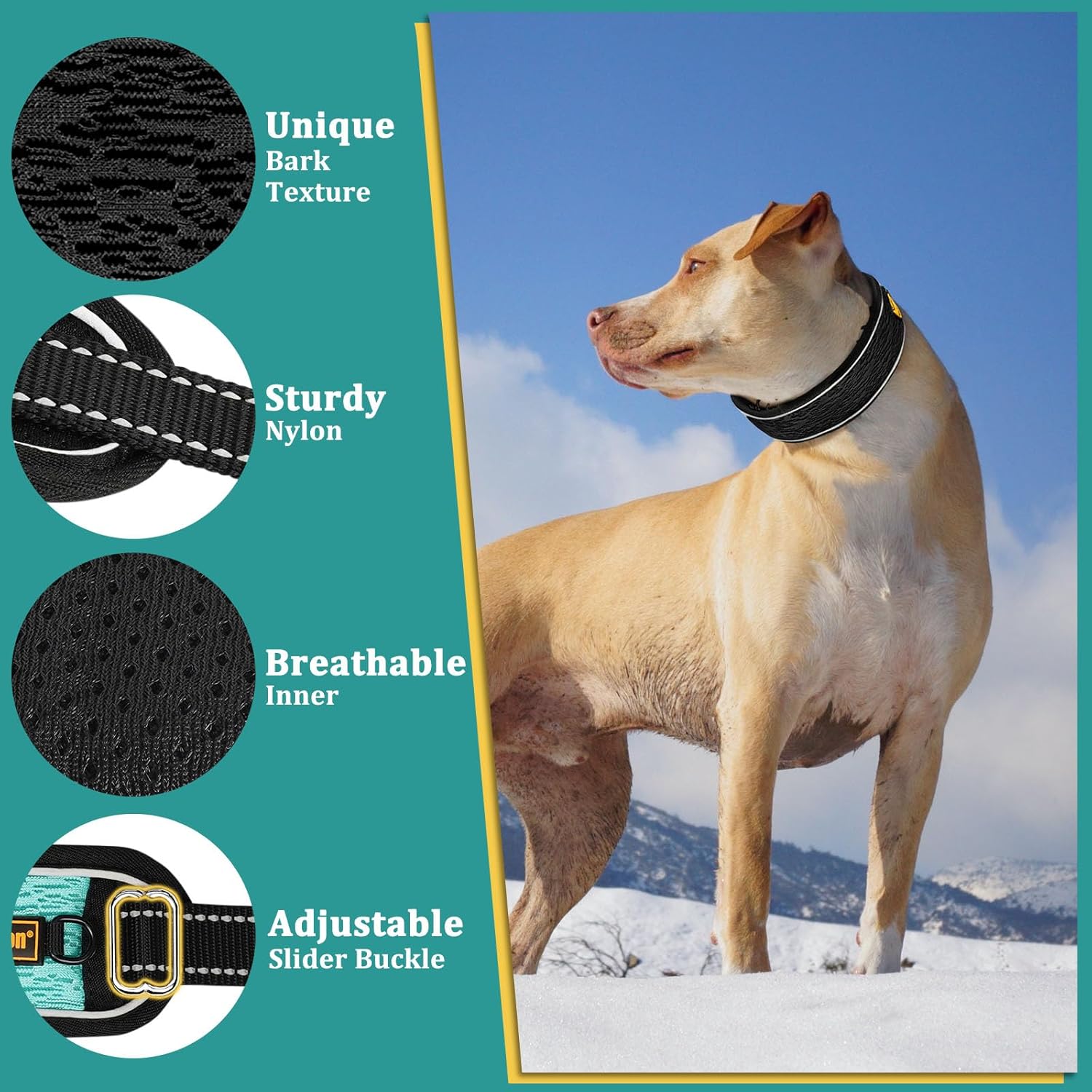 Mayerzon Martingale No Pull Collar for Large Medium Dogs Pitbull German Shepherd Rottweilers, Patented Reflective Anti Pull Dog Walking Collar with Buckle for Training Hiking, Adjustable(L, Black)