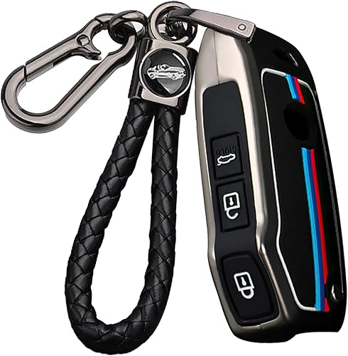 Miniatura 1 de ontto Funda para llavero Kia Flip plegable con control remoto de metal para llave de coche, Negro -